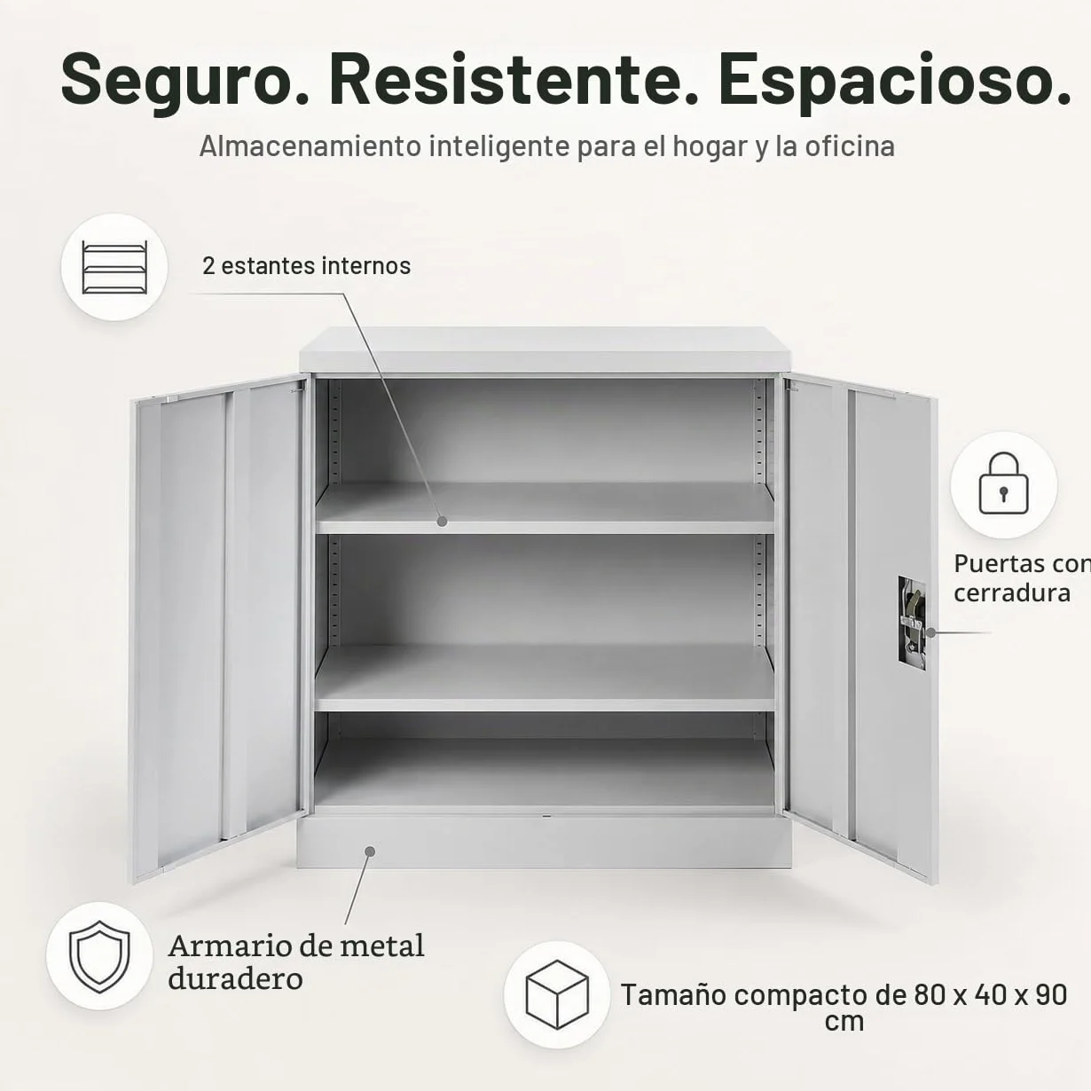 MMT Furniture Designs Armario de Almacenamiento de Oficina de Acero, FC-A9WGrey, Gris, 900 mm de Alto