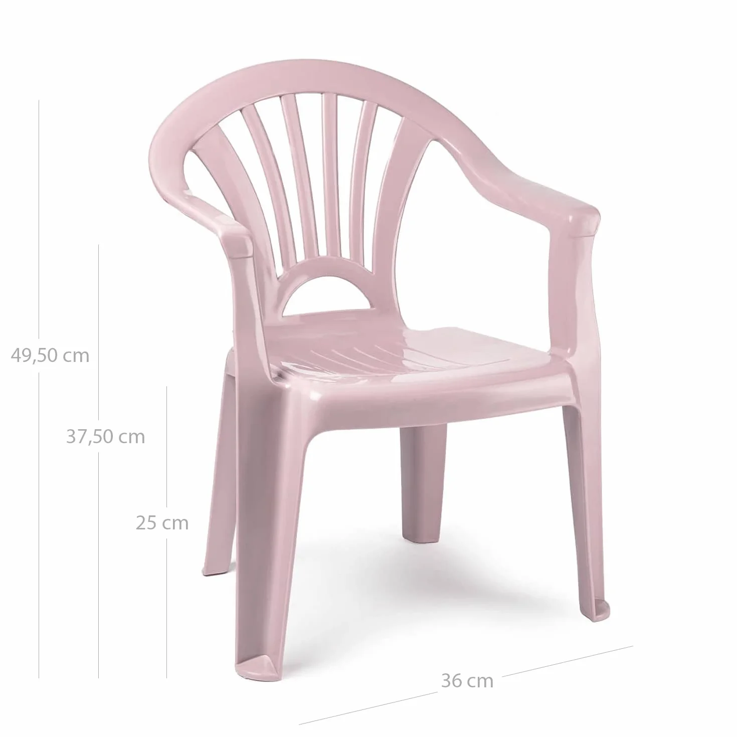 CABLEPELADO Silla Infantil de Plástico para Jardín, Terraza, Patio y Camping - Apta para Niños, Altura Total 49.5 cm, Rosa