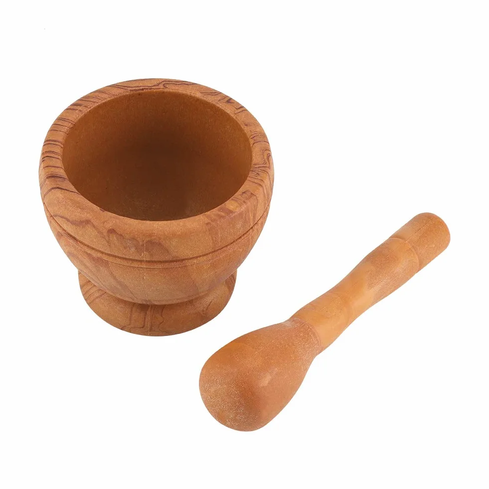 Juego de Mortero y Maja de Plástico, Triturador Manual de Especias y Hierbas, Cuenco para Moler Ajo, Herramienta de Cocina para el Hogar, 11x9cm (WPKD BLUEIYg8k520pbxn-01)