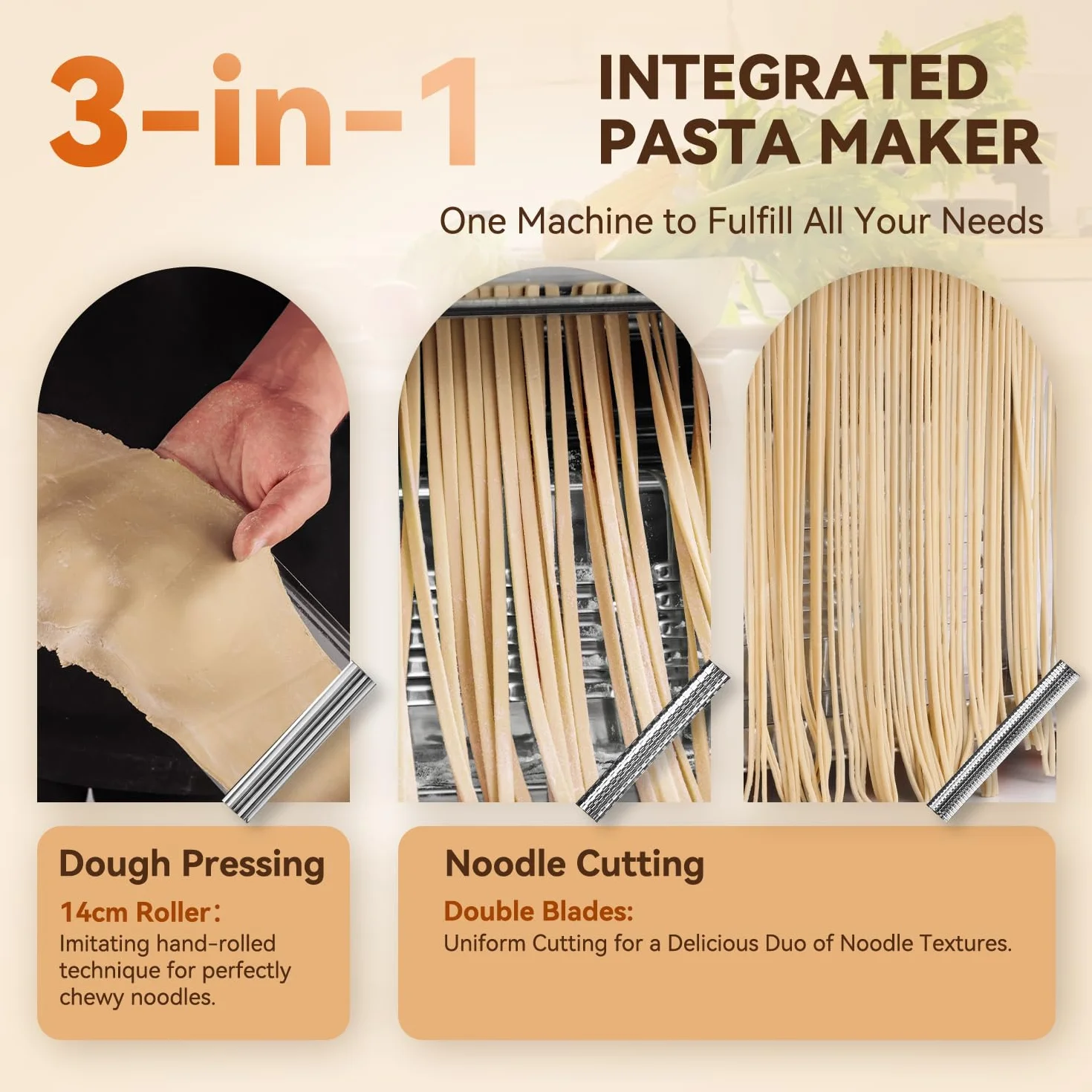 Moongiantgo Máquina de Pasta Fresca Eléctrica Acero Inox con 2 Cuchillas de 1.5 y 4mm, 9 Marchas de Grosor Ajustable para Fideos Espaguetis Raviolis