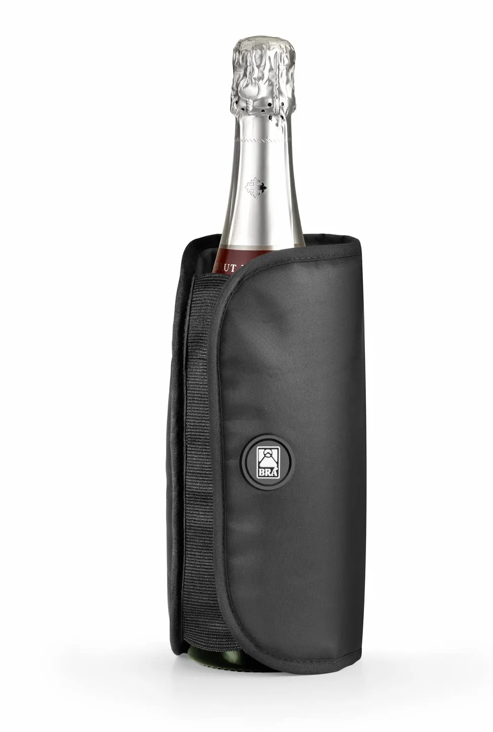 BRA | Funda enfriadora Botellas de Vino o Cava, Tejido Impermeable, Ajuste elástico Lateral, Negro