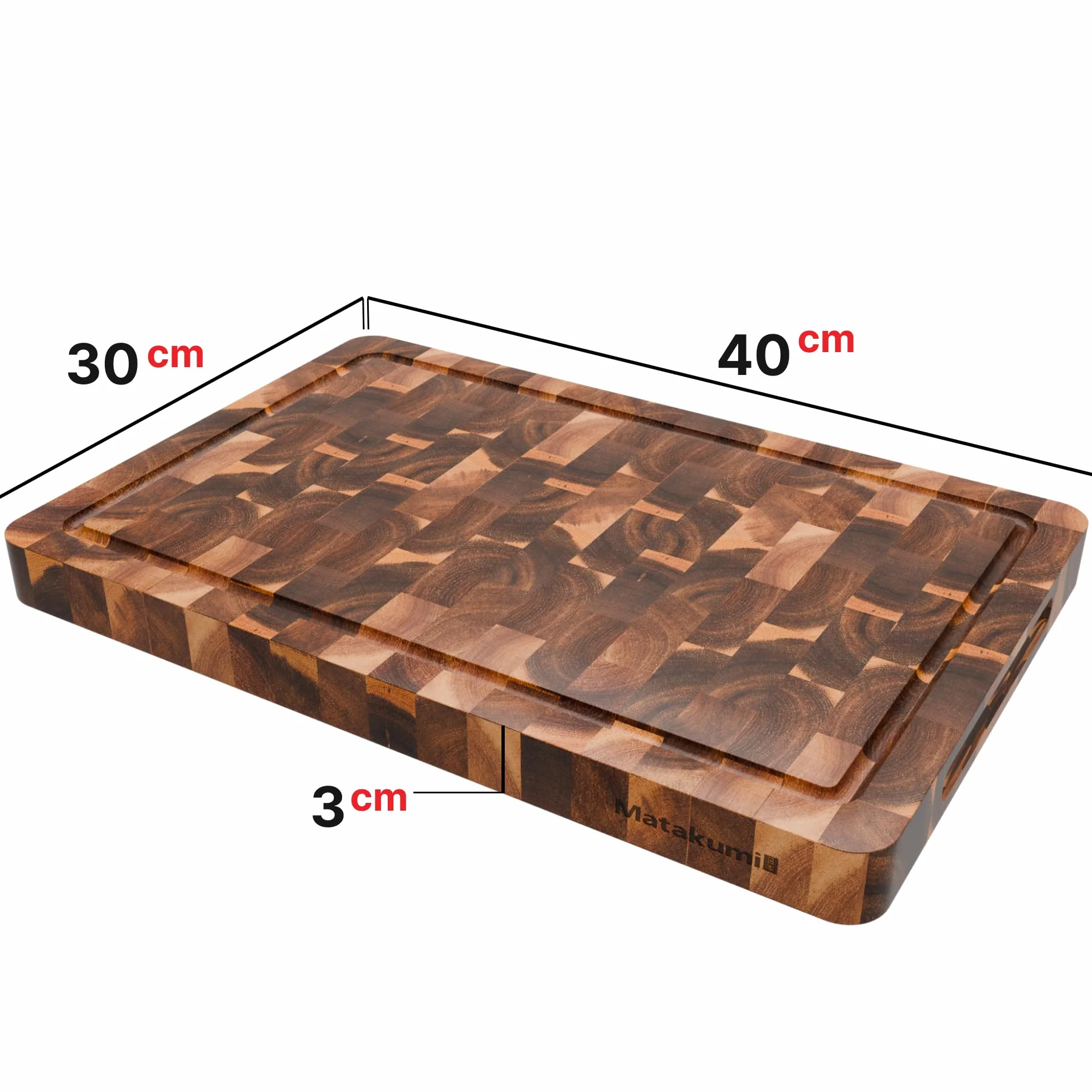 Tabla Cortar Cocina Acacia Madera 40x30x3 cm Doble Cara