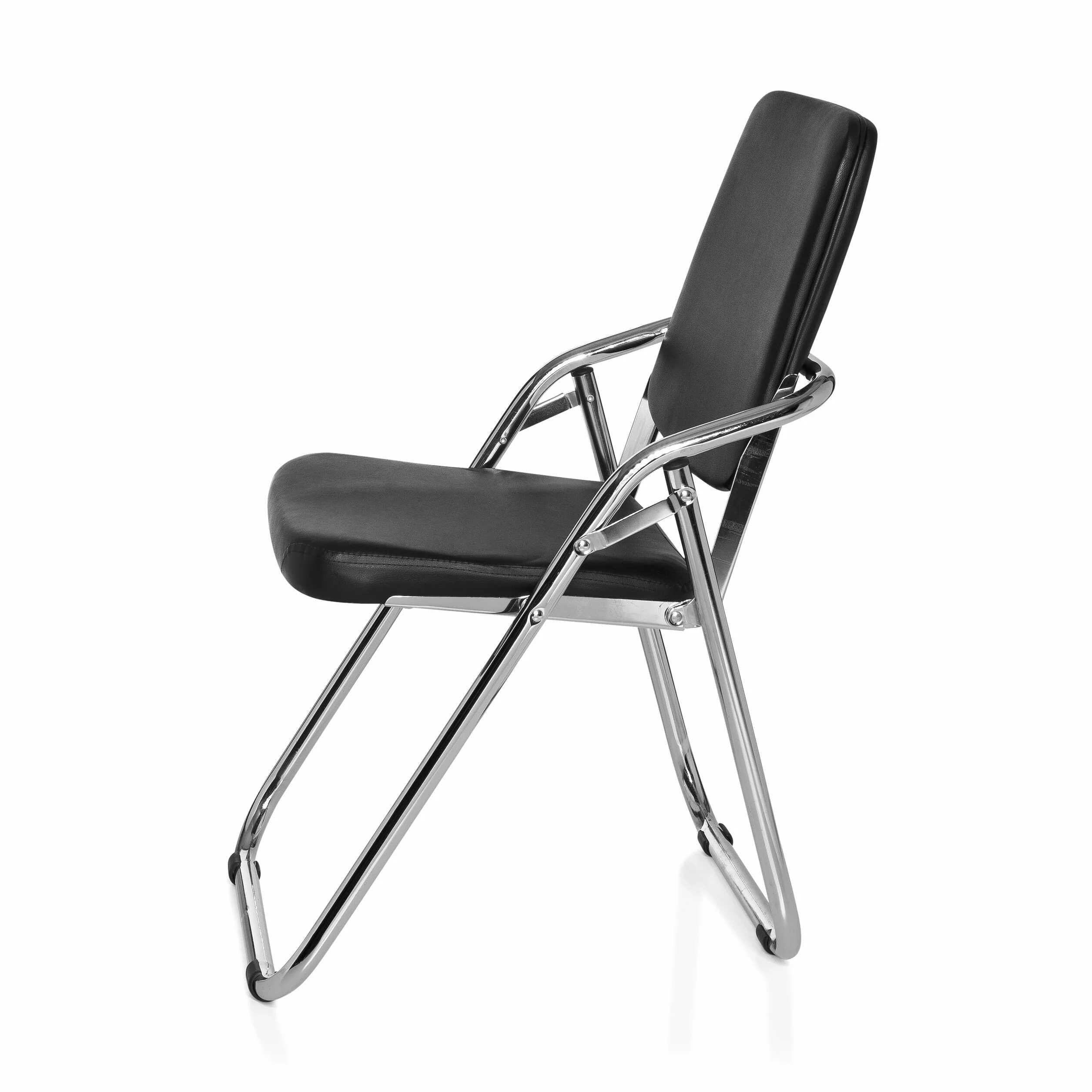 hjh OFFICE 706300 Silla de Conferencia Esto Piel sintética Negro, Silla de confidente cómoda, rebatible, Respaldo y Asiento Acolchado