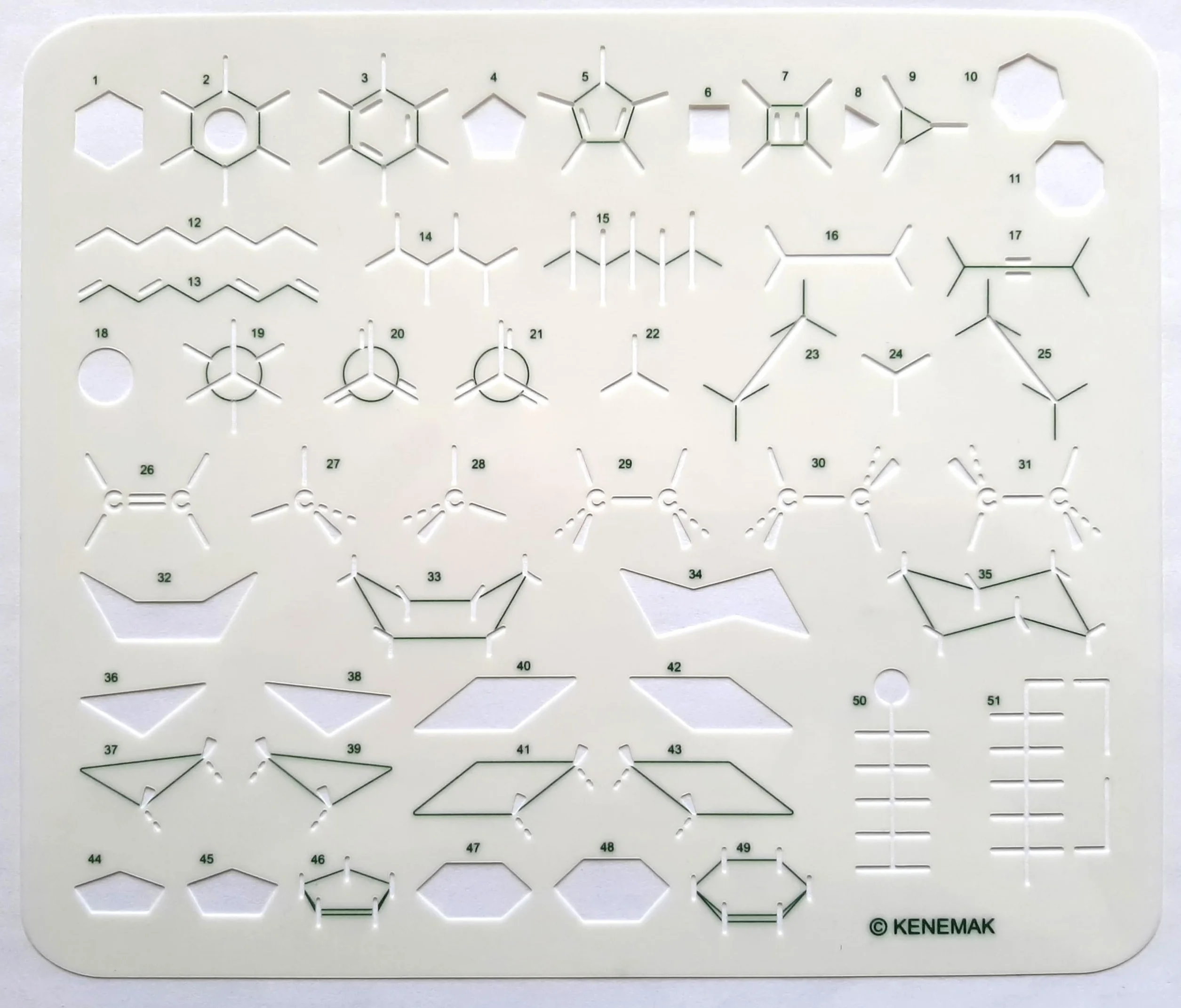 Pochoir de Chimie Organique Gabarit de Dessin et Modes de Représentation de Molécules