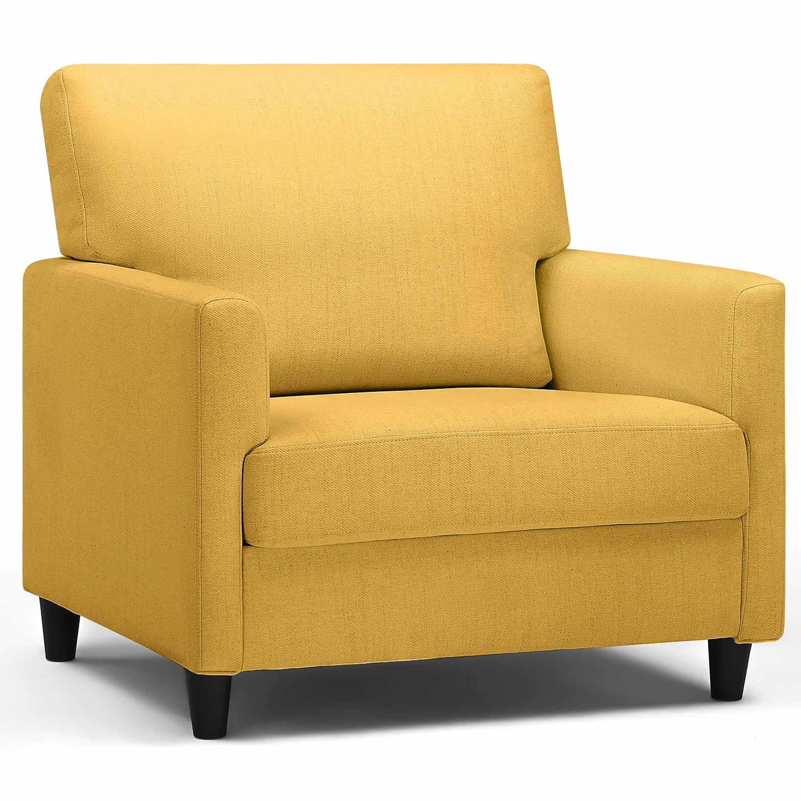 COMHOMA Sillón Salón, Sillón Relax, Silla Larga, con Apoyabrazos y Espalda Gruesa, Asiento Acolchado, Bolsa de Resortes Individual, Salón, Dormitorio, Cine en casa, Lino, Amarillo