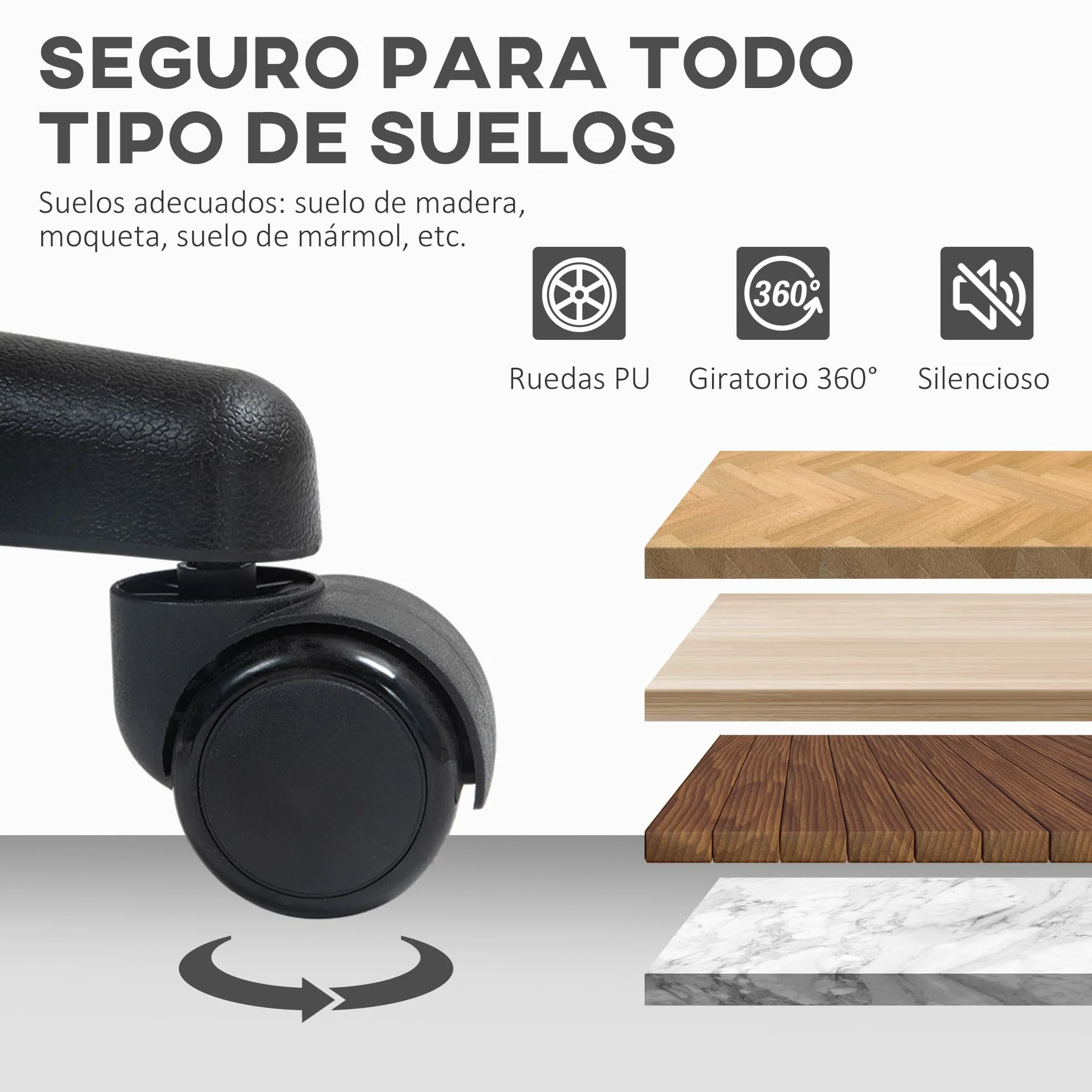 HOMCOM Silla de Oficina Ergonómica sin Brazos Giratoria Respaldo Malla Transpirable Altura Ajustable 120 kg Gris