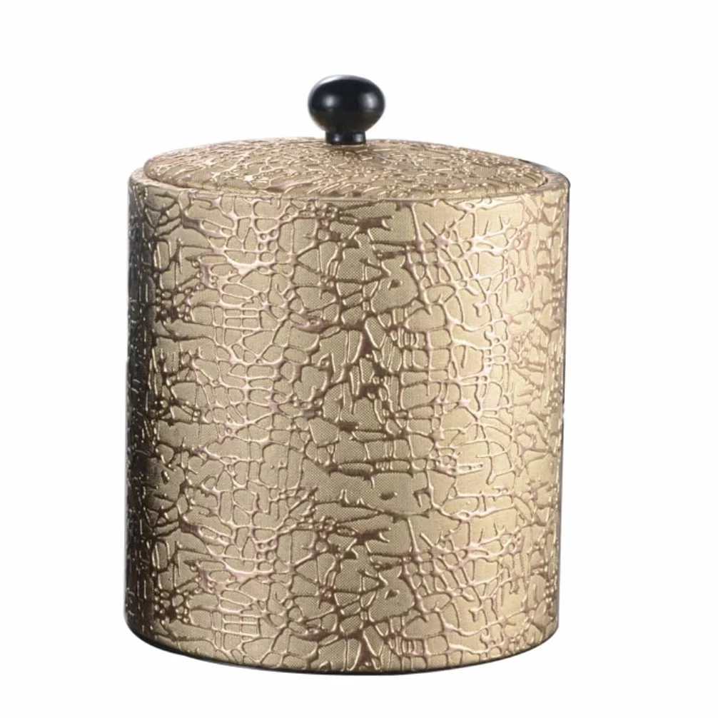 Cubitera Cubo De Hielo con Estuche De Cuero De Acero Inoxidable Contenedor De Cubitos De Hielo con Barra De Tapa Cubo De Hielo con Pinzas para Hielo Bar Accessories(Gold)