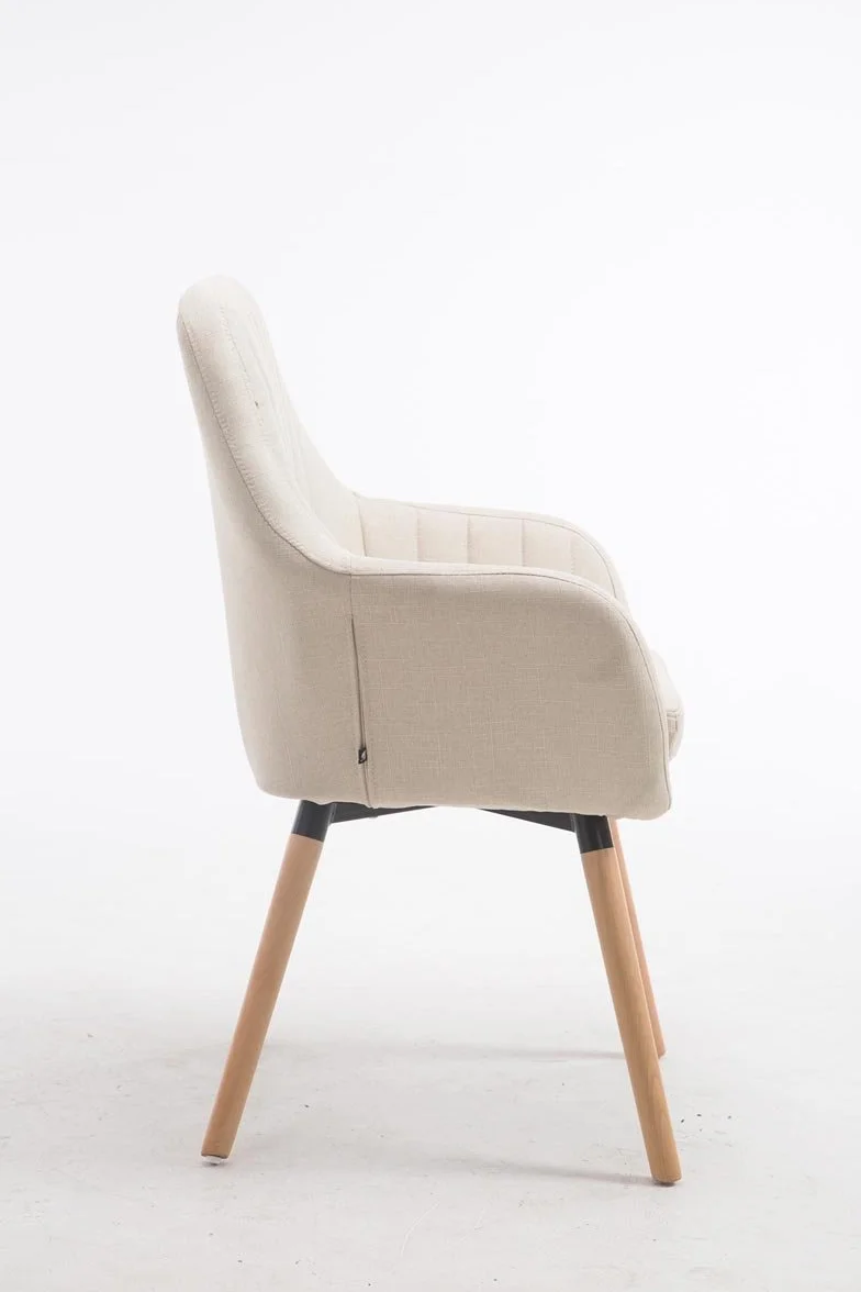 Silla de Visita Florian Tapizada en Tela, Butaca de Salón Nórdica, Silla Comedor Acolchada 53cm Altura Asiento Crema Natura