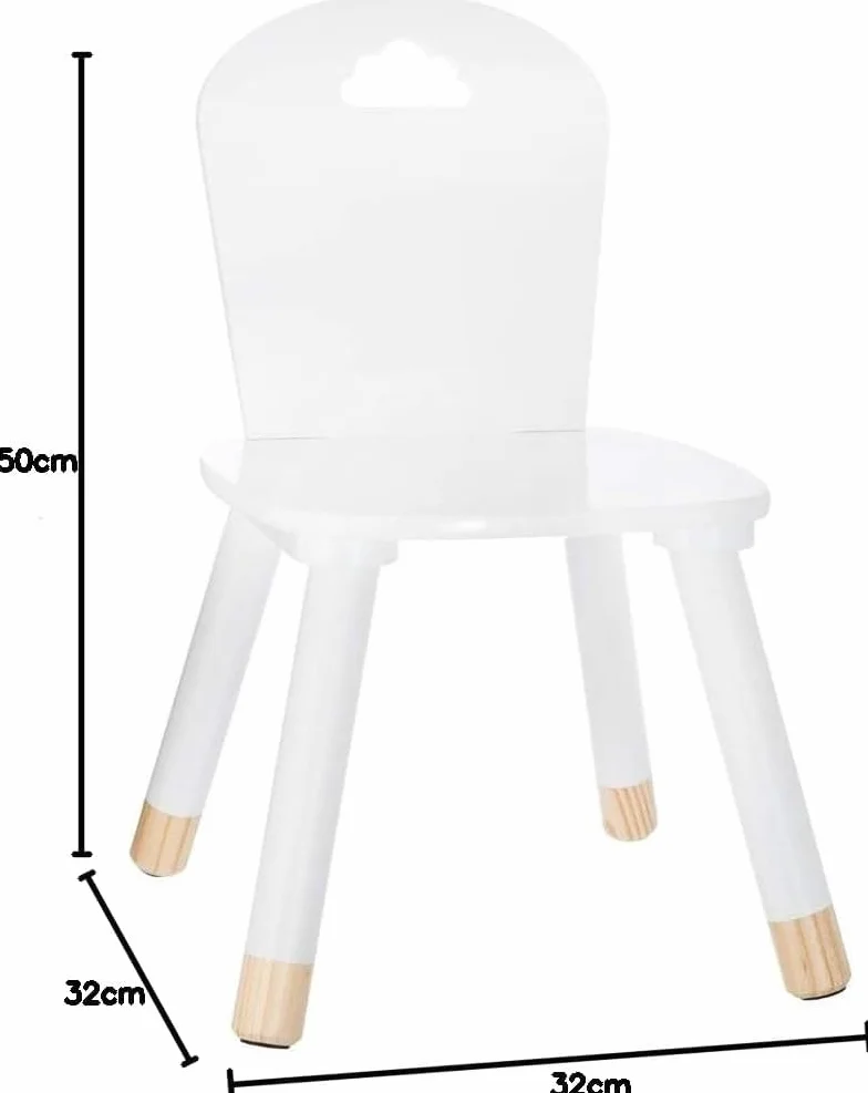 Set de 2 sillas de Madera para niños Blanco y marrón 32x50x32cm
