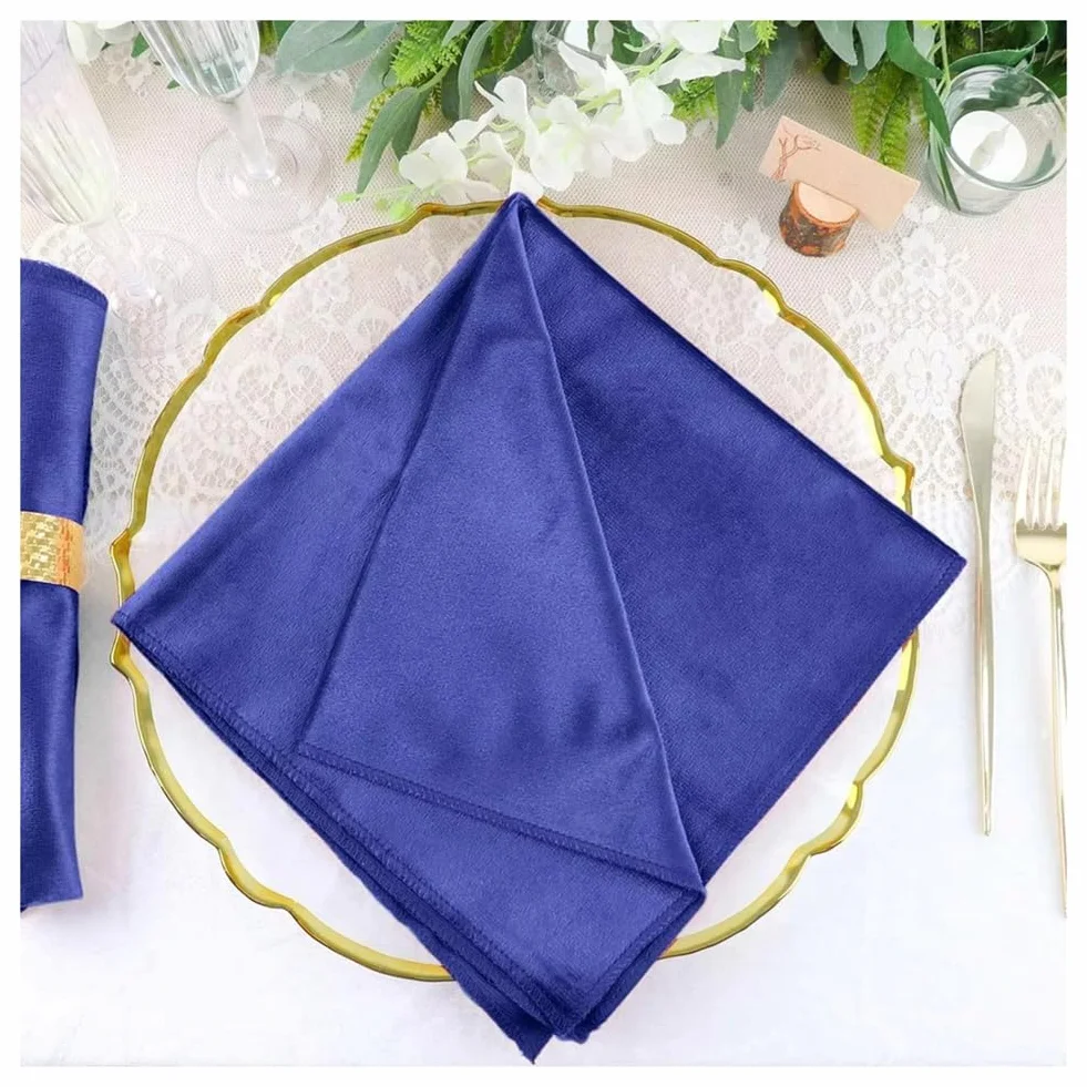 20 servilletas de terciopelo lavables servilletas de mesa reutilizables, 45 x 45 cm, suaves, cómodas, para bodas, cenas, Navidad, cumpleaños, fiestas, decoración de mesa, azul zafiro