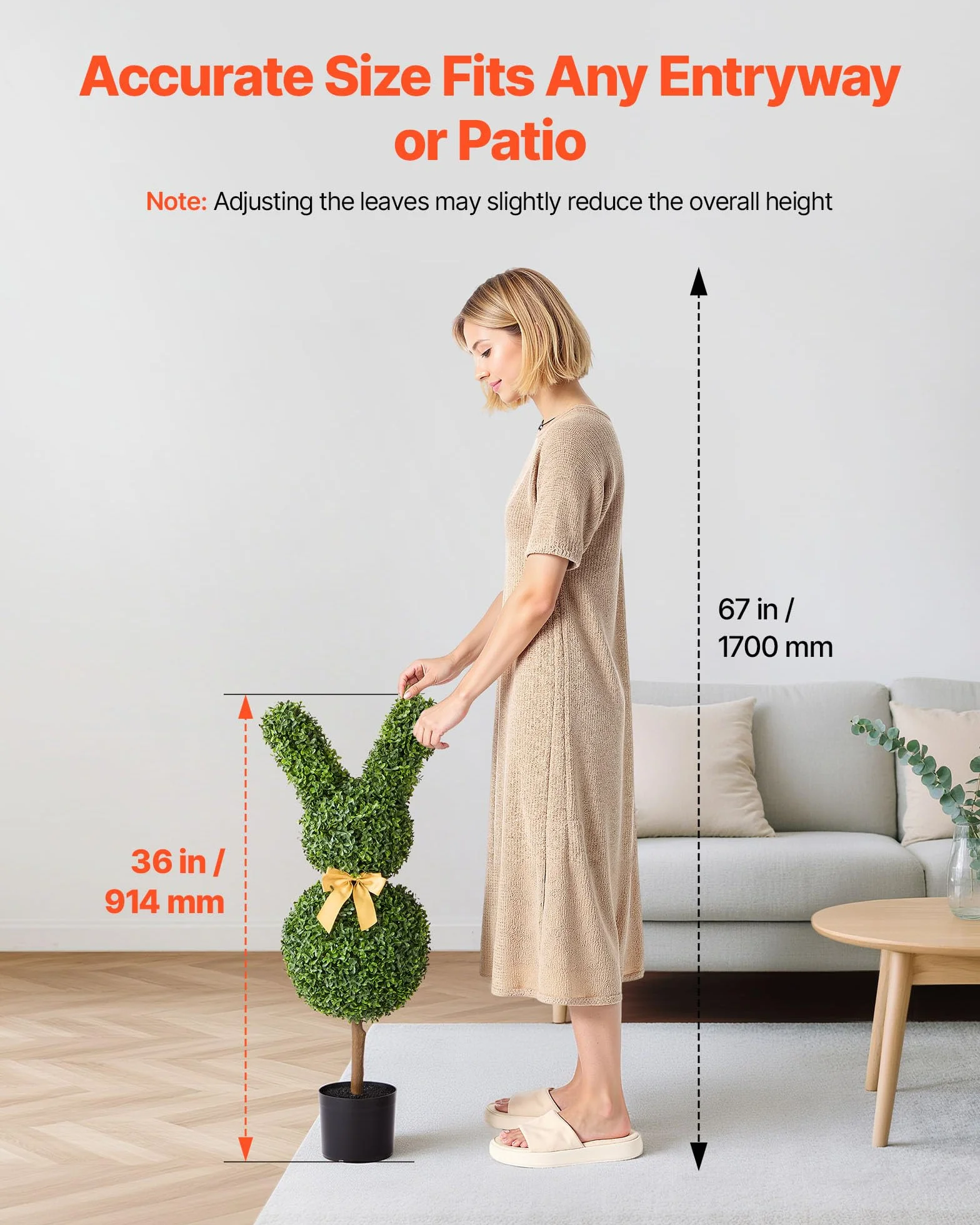 VEVOR Topiario Artificial de Boj para Exteriores, Diseño de Conejo, para Decoración de Interiores y Exteriores, Porche, Patio, Jardín, Balcón y Patio Trasero, Verde, 2 uds, 410 x 300 x 914 mm