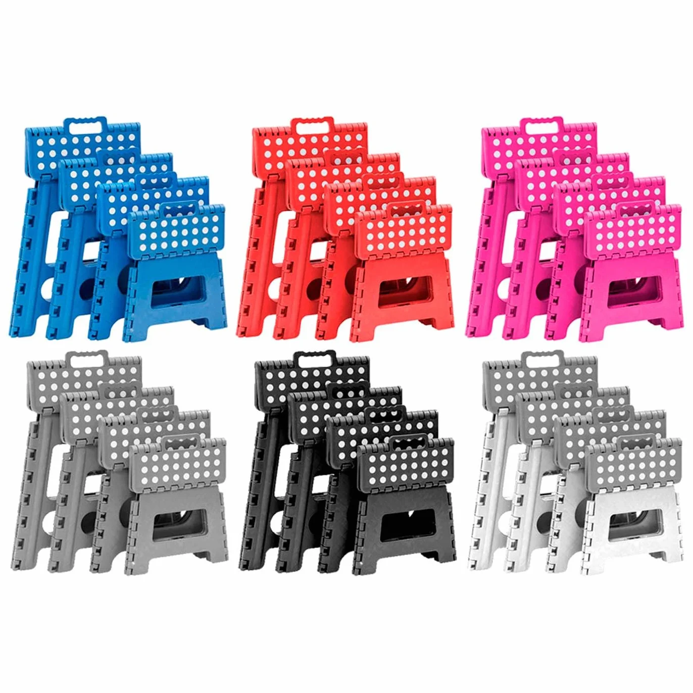 ACAN Tradineur - Taburete Plegable, Fabricado en PVC, Multiusos de plástico Resistente y Duradero, Ideal para escuelas, guarderías y hogar (32 x 22 x 29 cm, Color Negro)