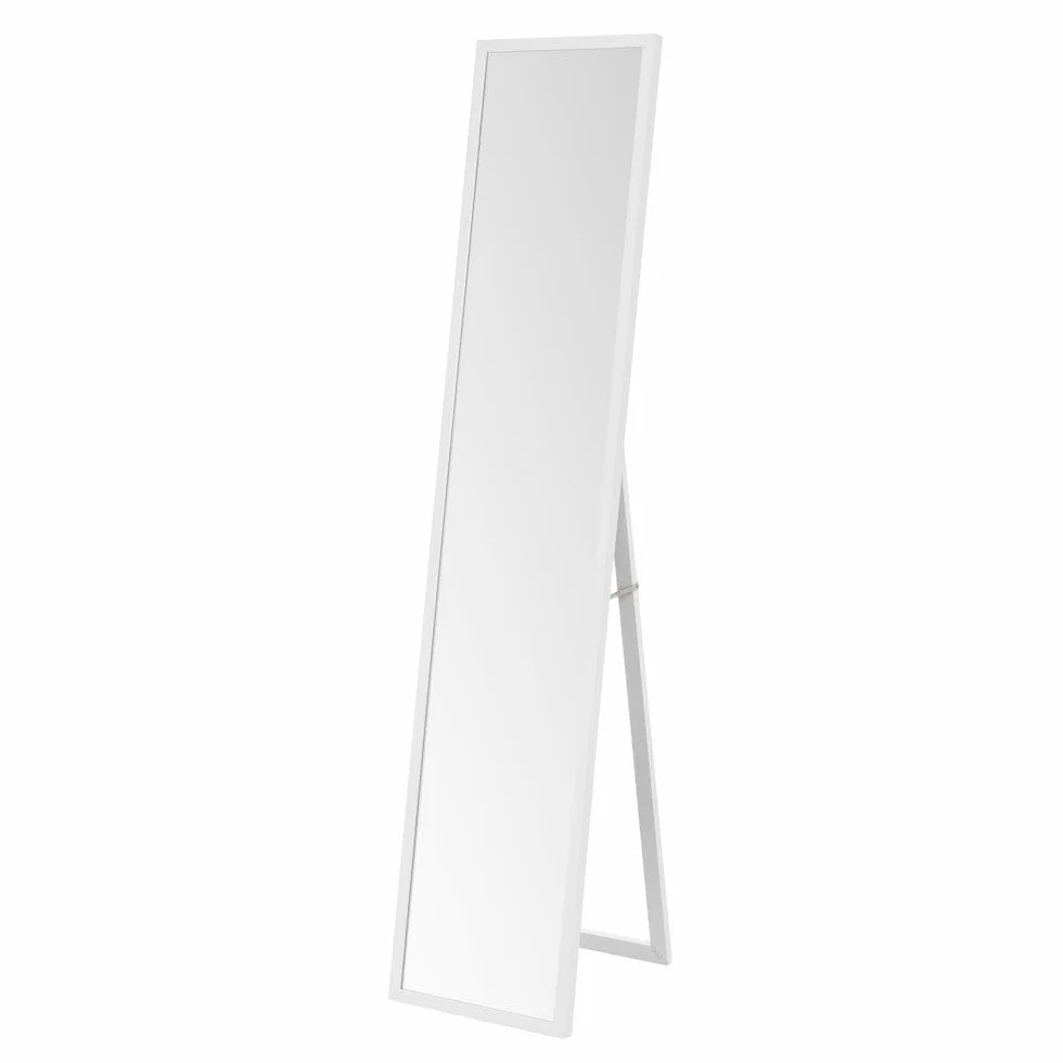 LOLAhome Espejo de pie de Cuerpo Entero Marco de Madera Blanco 153x33 cm Soporte Plegable