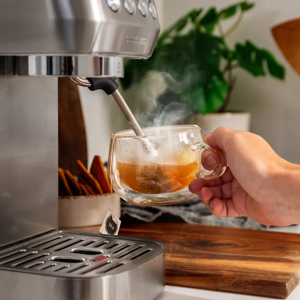 Cecotec Cafetera Espresso Compacta Power Espresso 20 Steel Pro. 1350 W, 20 Bares, Sistema Thermoblock, Vaporizador Orientable, Brazo Portafiltros con Doble salida y 2 Filtros, 1,3 Litros