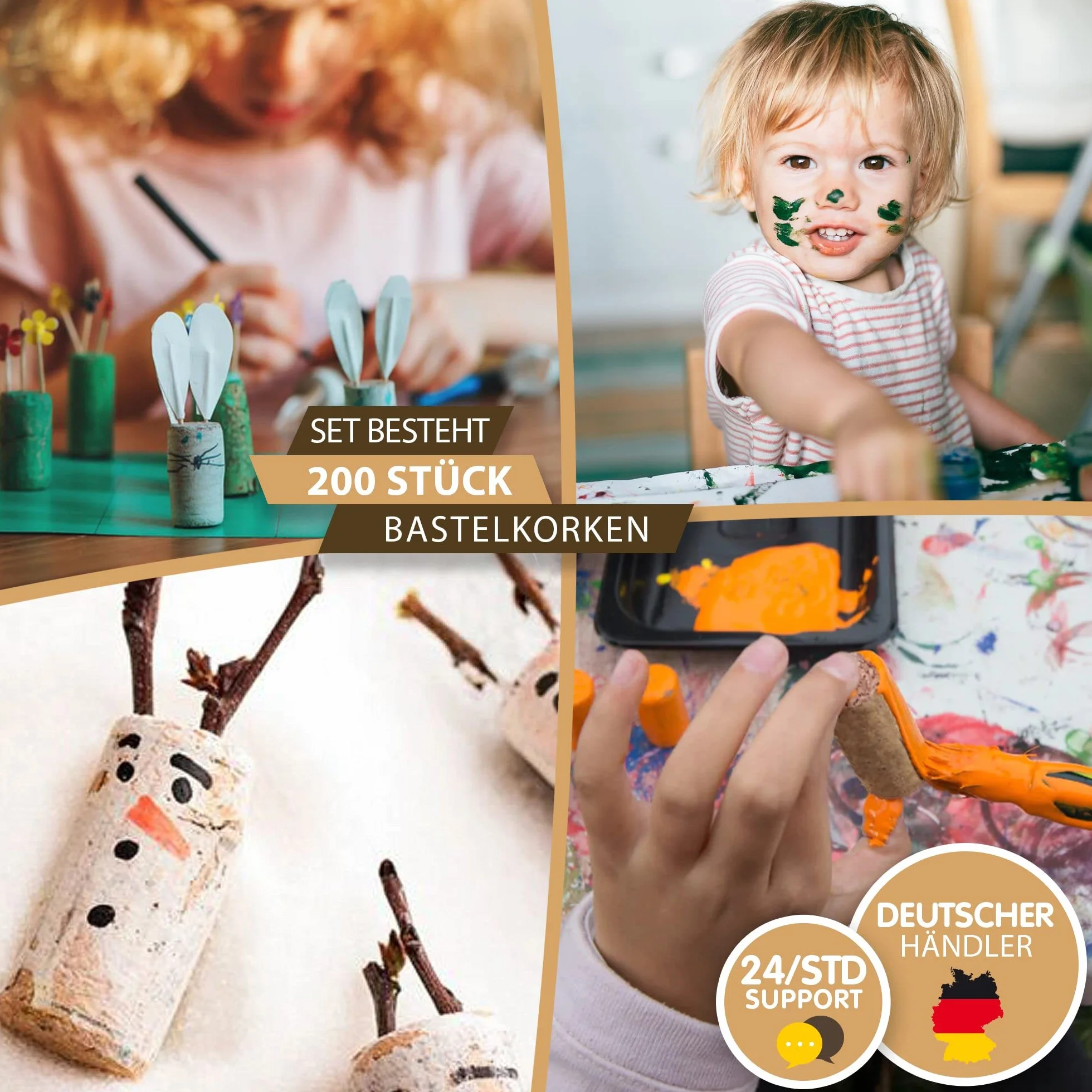 Corchos de Botella como tapones de vino para decorar, embellecer, artesanía - de naturaleza como suministros de manualidades para niños, suministros de pasatiempos para adultos 24mmx45mm (200 claro)