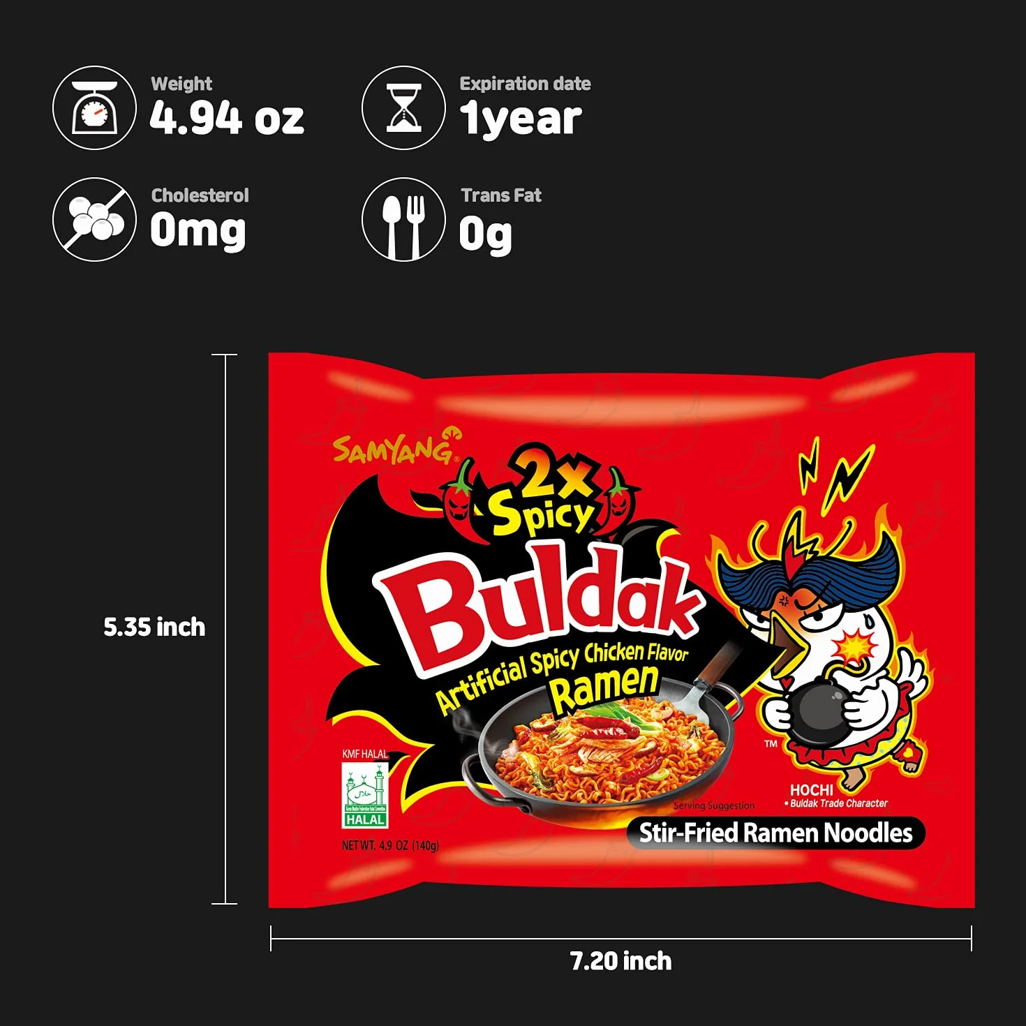 Samyang Buldak Ramen coreano de pollo salteado picante 140 g, paquete de 5