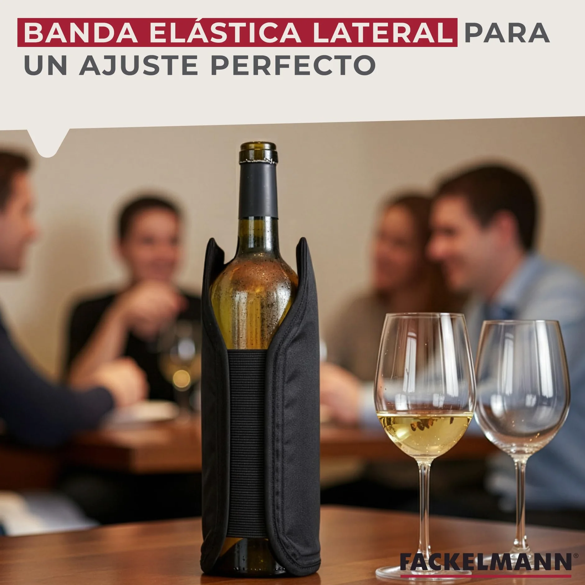 Fackelmann Set de Accesorios para Vino, Incluye 2 Fundas Enfriadoras para Botellas de Vino y Cava, Nylon con Gel Enfriador