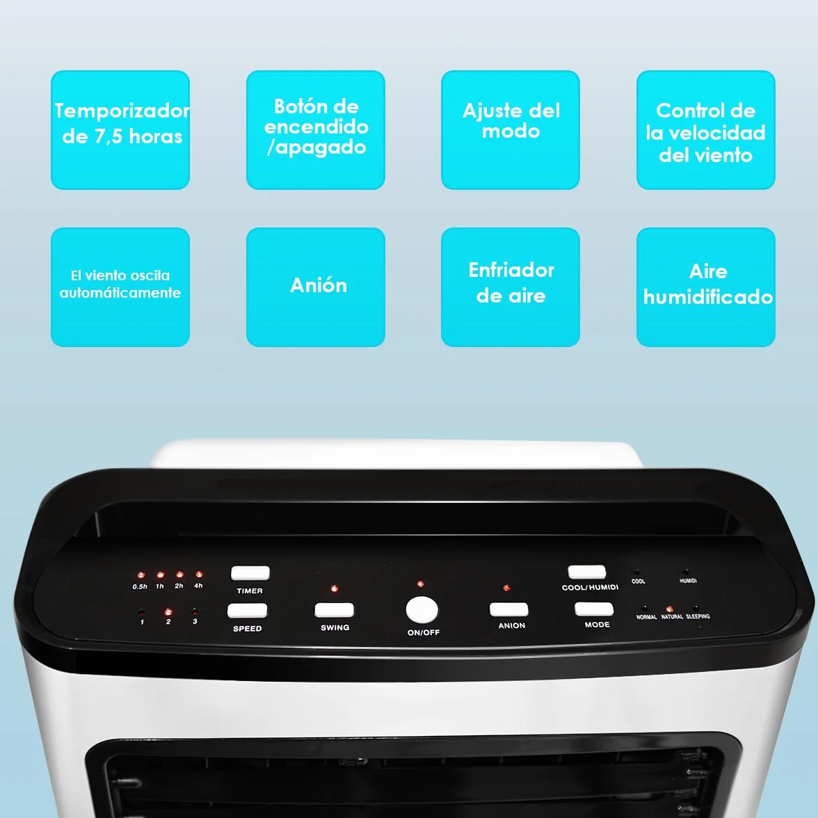 GOPLUS Aire Acondicionado Portátil 4 en 1, Purificación Ventilador Humidificador Enfriador de Aire Móvil con Depósito de Agua 8L, Climatizador Evaporativo 3 Velocidad, Temporizador 7,5H, Contro Remoto