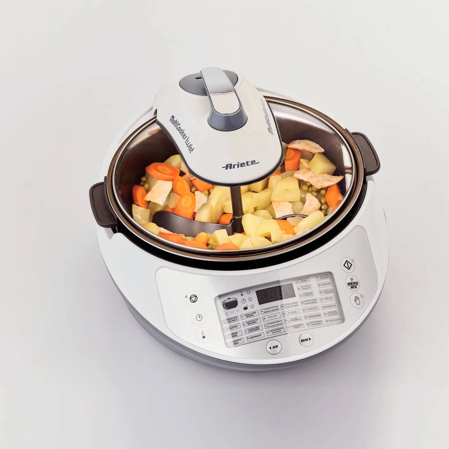 Ariete Olla a presión multifunción 2945 Multicooker Twist, 5 l, LCD, 30 programas, blanco/gris