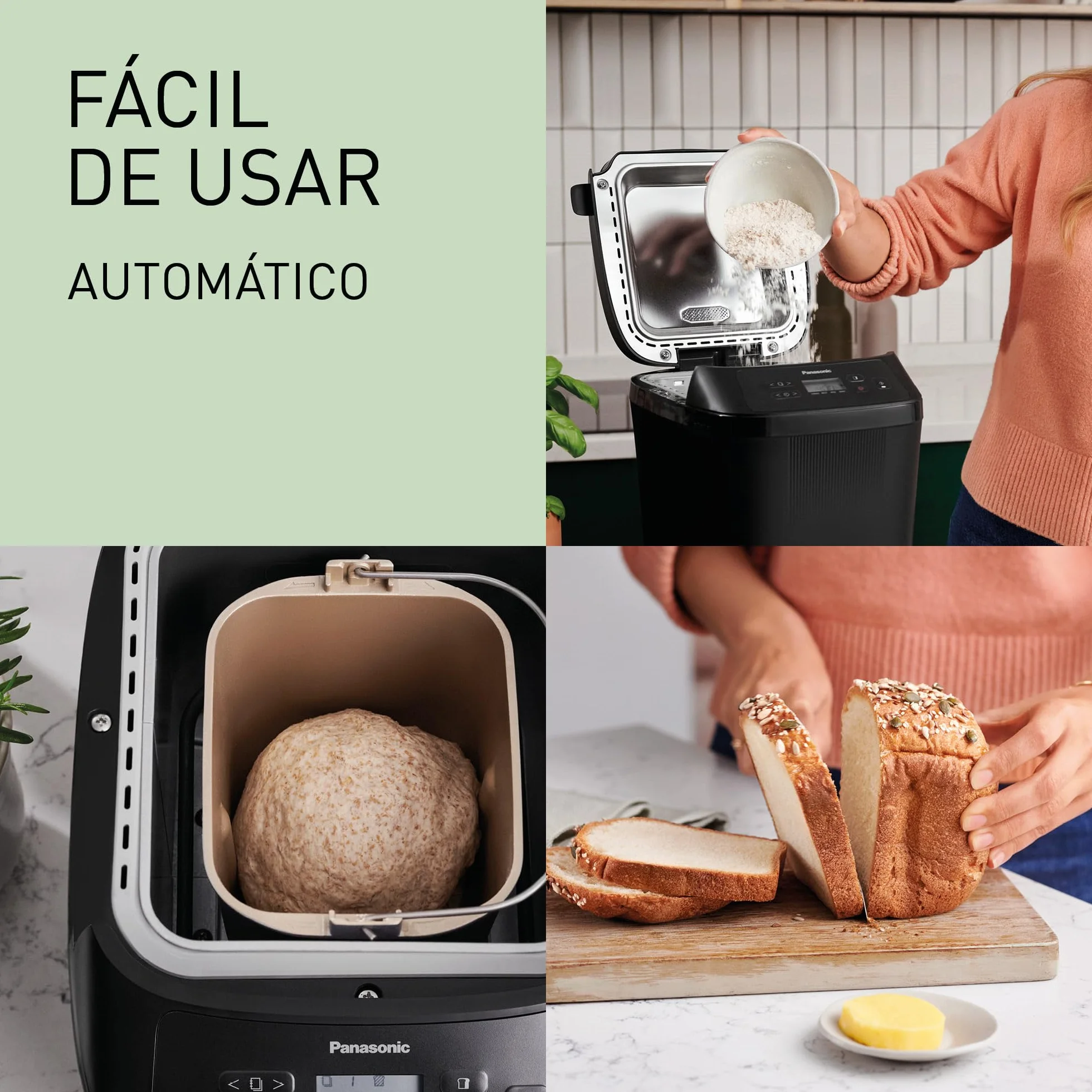 Panasonic SD-PN100KXE Mini Panificadora Automática para Hogares Pequeños, 4 Programas Sin Gluten, Diseño Compacto, 18 Programas Automáticos, Pantalla LCD, Pan Pequeño 200 o 400g, Negro