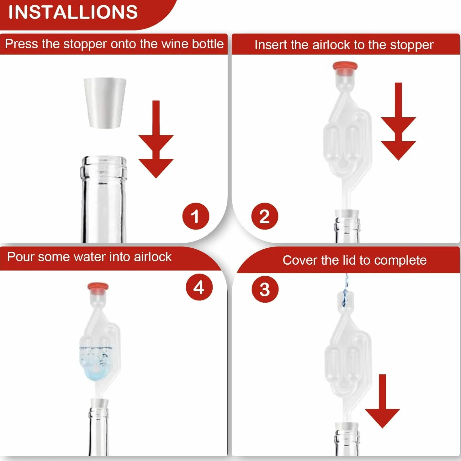 Kiuiom Esclusa de Fermentación Tubos de Fermentación,Burbujeador de Fermentación,Válvula de Vino,2PC Airlock Fermentacion para Alcohol para la Fermentación del Vino a la Casa Sello del Fermentador