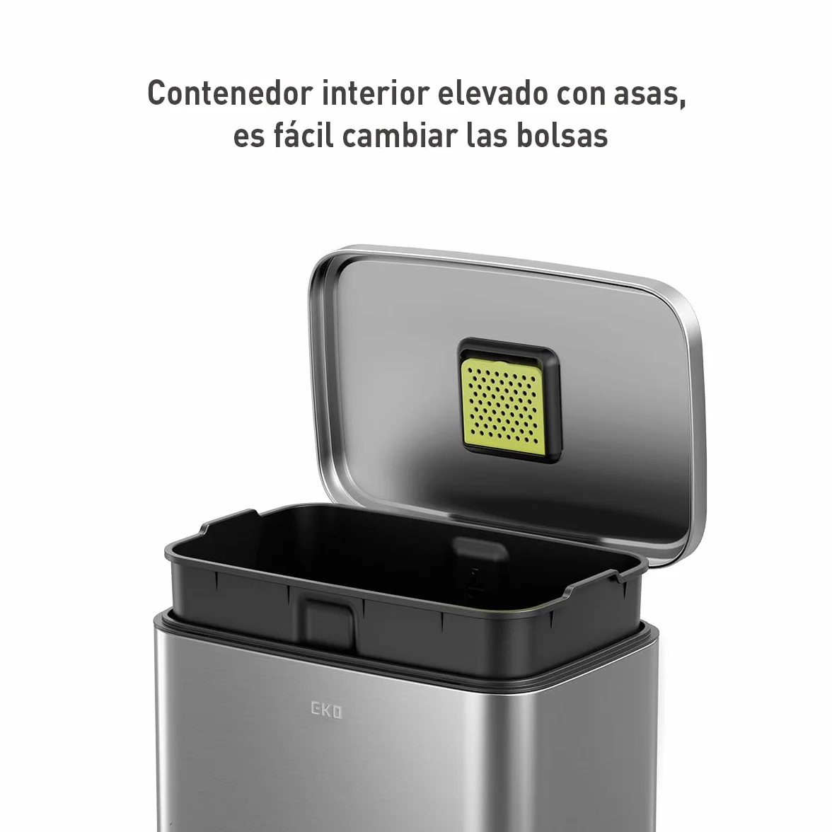 EKO Madison Cubo de Basura Cocina 50L con Pedal y Tapa de Cierre Suave | Acero Inoxidable Antihuella | Papelera Moderna y Robusta | Gran Capacidad para Reciclaje