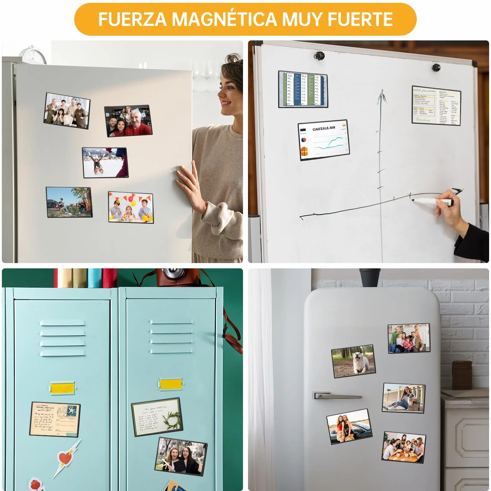 Marcos de Foto Magnético para Refrigerador 15x10 cm Bolsas Magnéticas Negro
