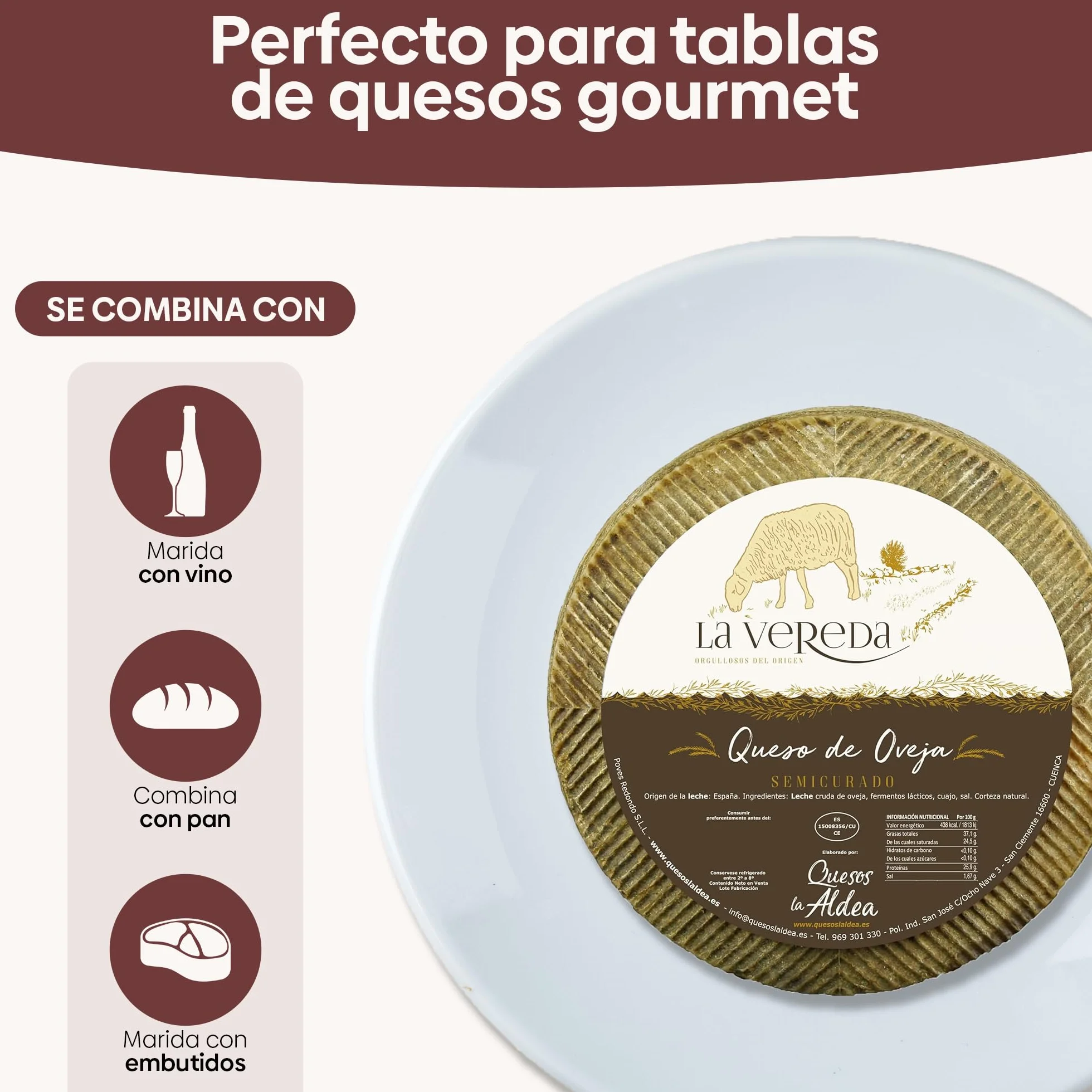 Queso Artesano de Oveja Semicurado Cuña 0,75 kg Leche Cruda Lote Gourmet