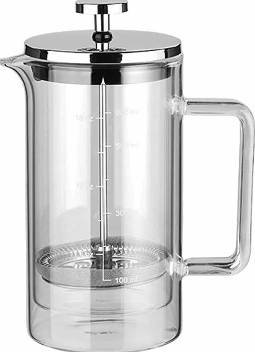 Genérico Cafetera De émbolo, De Filtración De Tres, Jarra De Vidrio para Café Frío, 600 Ml, Portátil Y Resistente Al Calor (600ml)