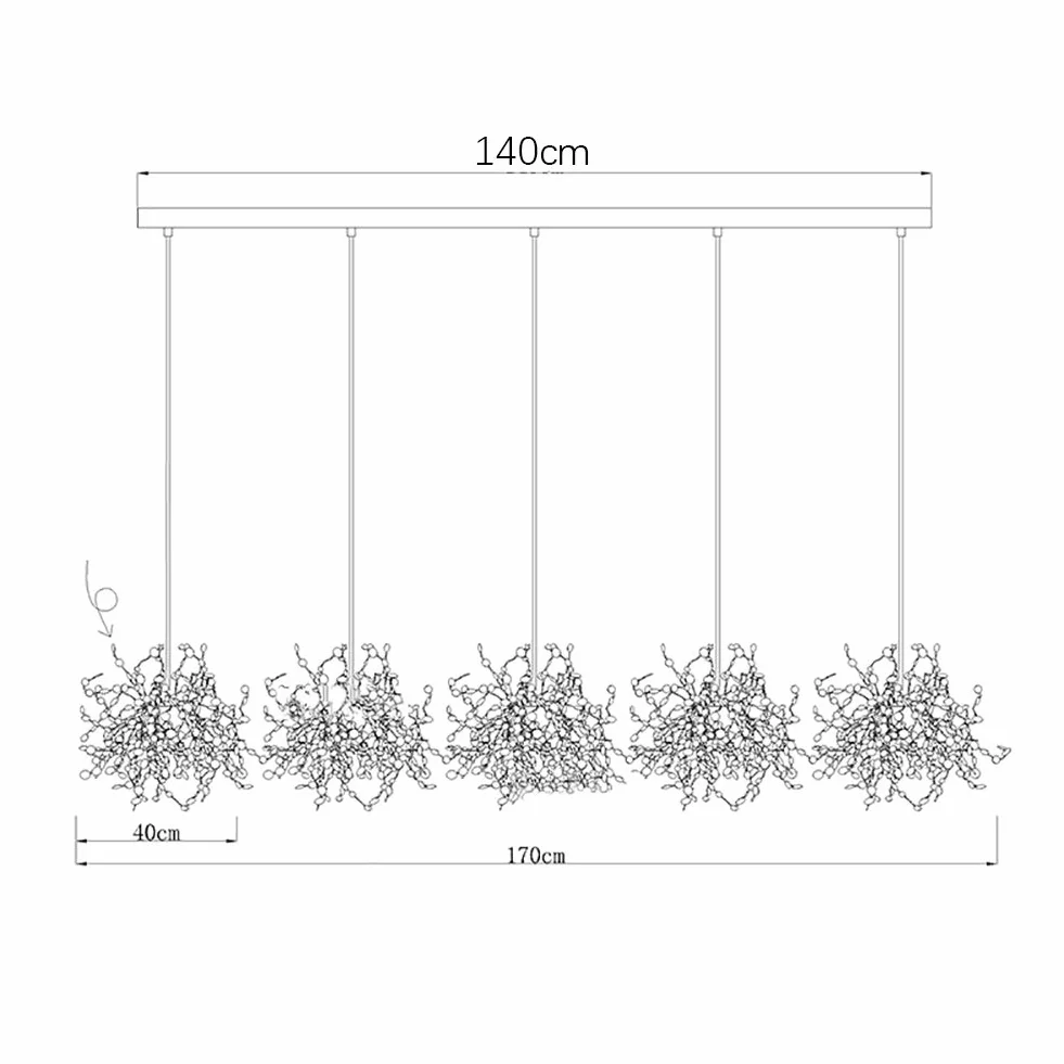 Colgante moderno para el accesorio de iluminación de la sala de estar del guardarropa, pequeño durante la luz, candelabros de fuegos artificiales creativos, candelabro de arte de acero inoxi