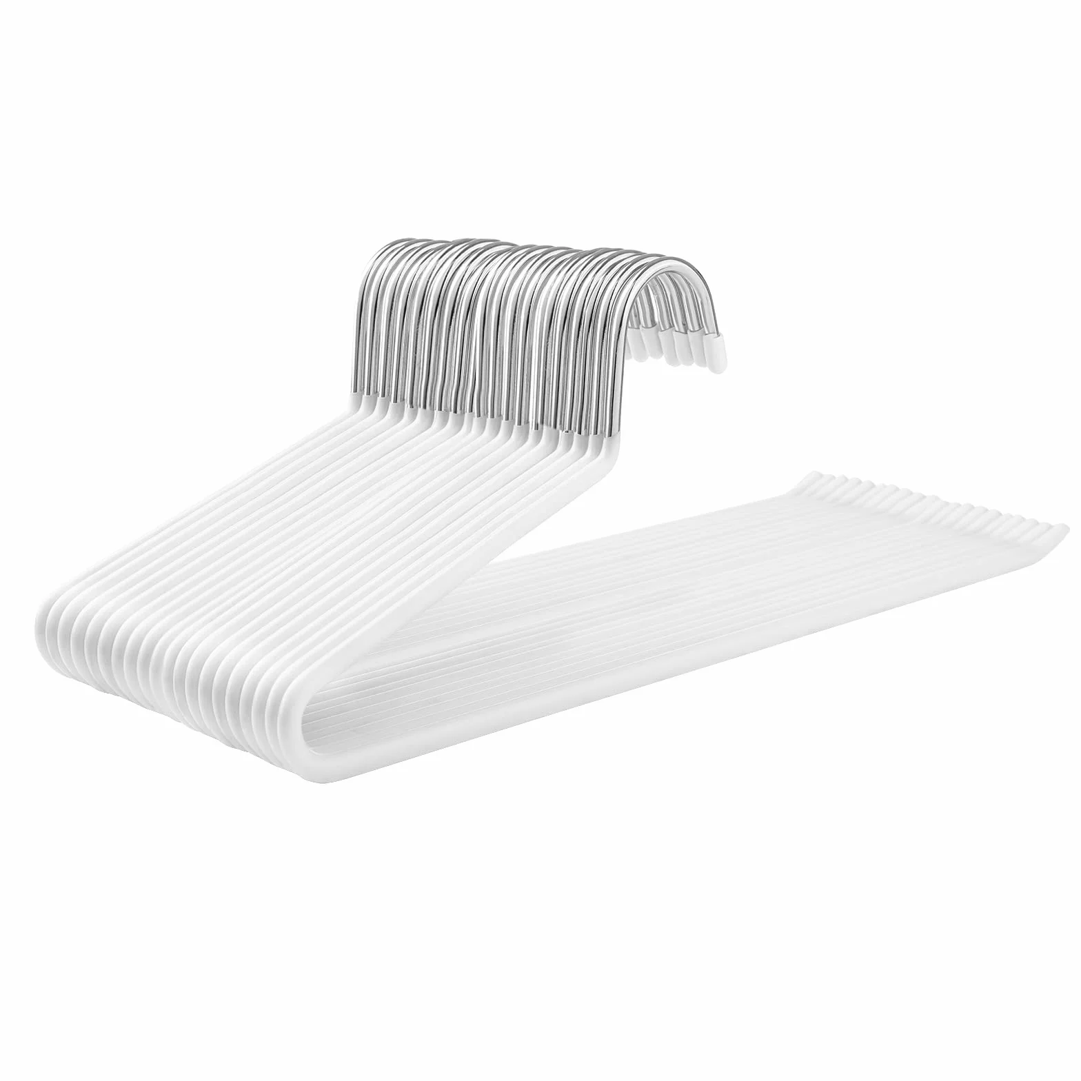 SONGMICS Perchas para Pantalones, Juego de 20, Perchas de Metal para Pantalones con Funda Antideslizante, 38 cm de Ancho, Ahorran Espacio, Blanco CRI004WT-20