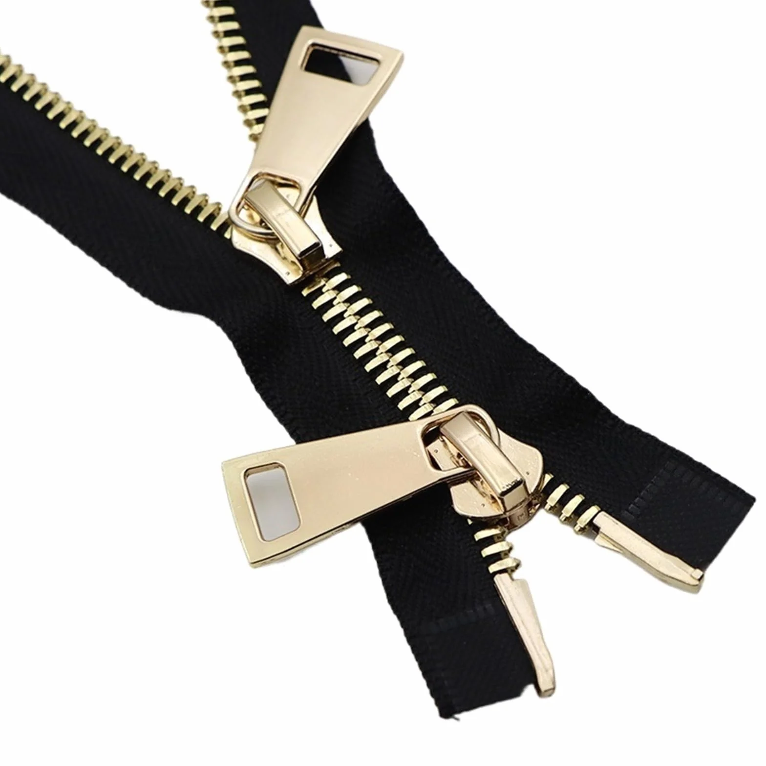 Cremallera De Dos VíAs 1 cremallera de doble cursor metálica 80/100/120 cm, número 8, con extremo abierto, for reparación abrigos y chaquetas plumas(BlackGold,120cm)
