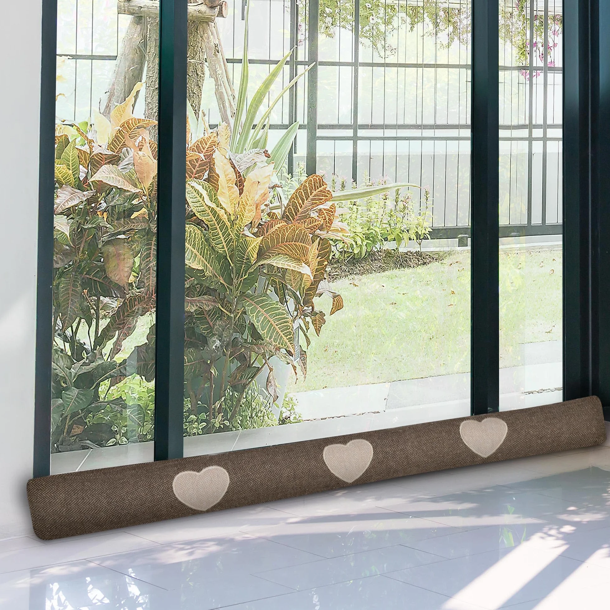 Burlete Puerta 90 cm Marrón Cortavientos Aislante Cojín Protección Frío Corrientes Aire 1 Kilo Decorativo