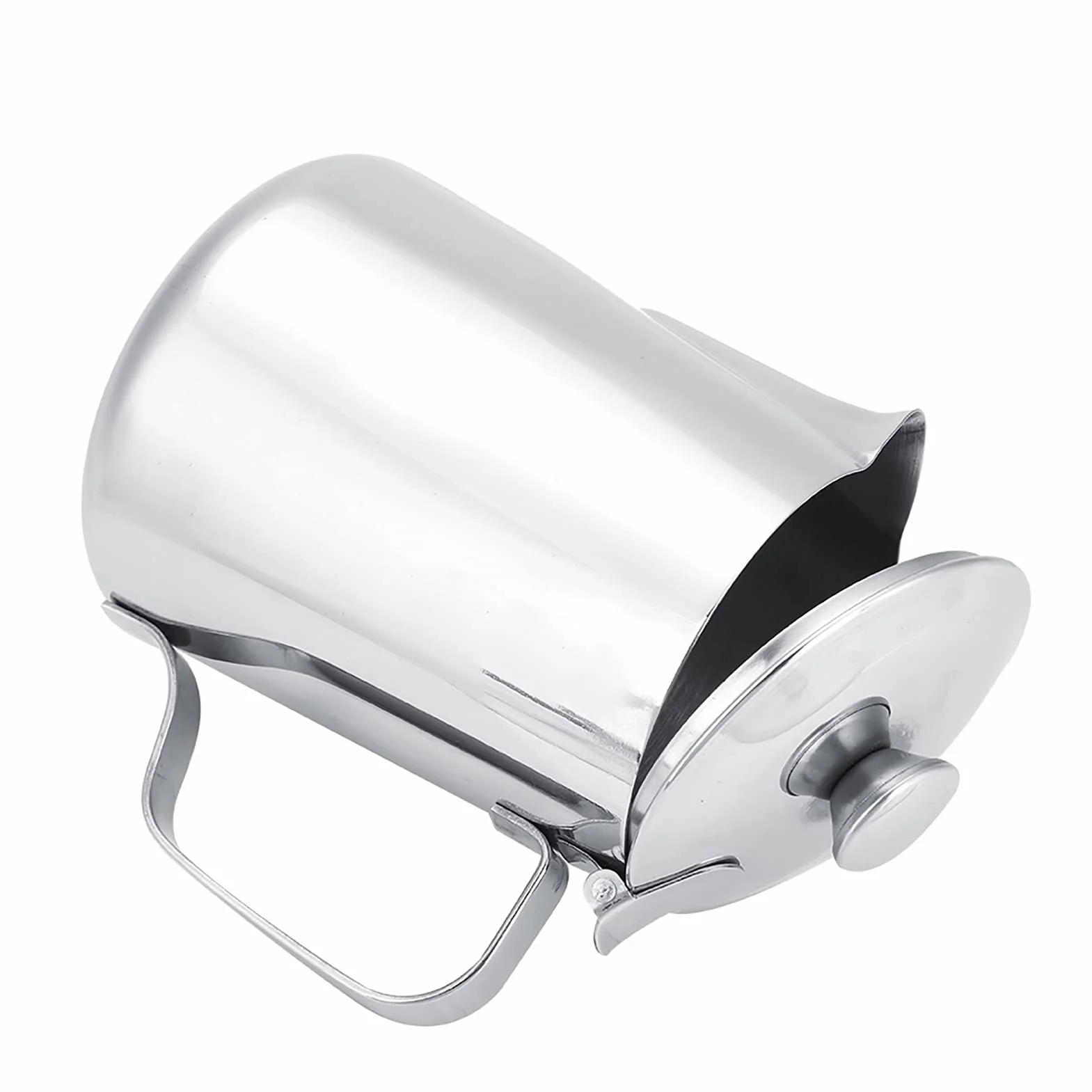 Taza de café de Acero Inoxidable Jarra de Espuma de Leche Jarra con Tapa para Latte Coffee Art Jarra de Leche de Acero Inoxidable La Boquilla sin Goteo está Diseñada para una P (600ml)
