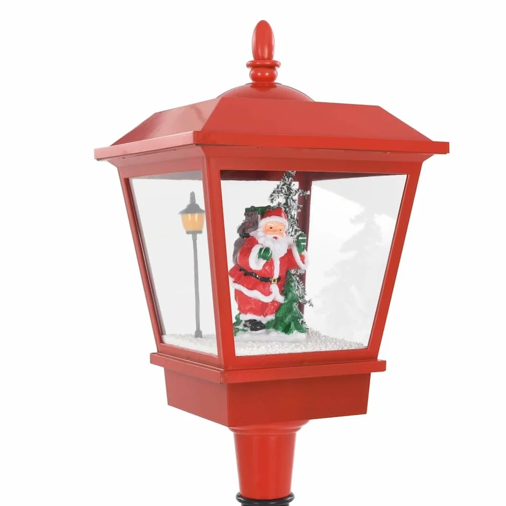 vidaXL Farola de Navidad con Papá Noel y Luces LED Decoración Festiva Estacional Adorno Diseño Distintivo Nieve Cayendo Uso Interior Exterior 180cm