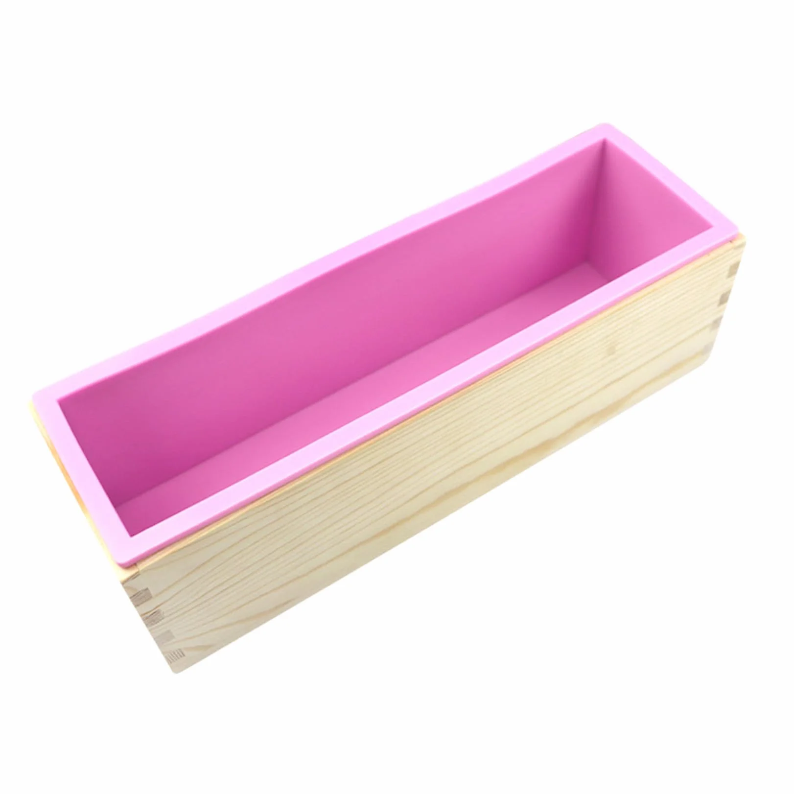 ULTECHNOVO Molde para Pan Casero Rectangular de Madera y Silicona Molde para Hornear Tostadas Antiadherente con Tapa Set 2 Piezas Rosa y Morado Utensilios Cocina para Repostería y