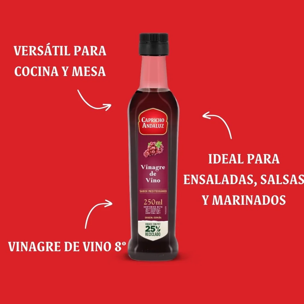 Vinagre de Vino PET Flavia Capricho Andaluz 250 ml Suave y Equilibrado