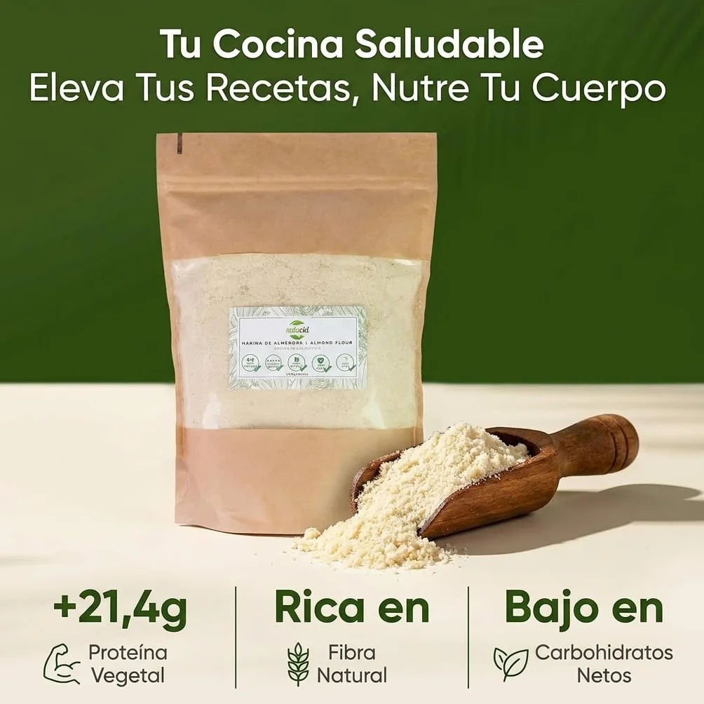 Harina de Almendra 1kg KETO Extrafina Blanqueada 100% Almendra Natural Sin Gluten Rica en Proteína y Fibra