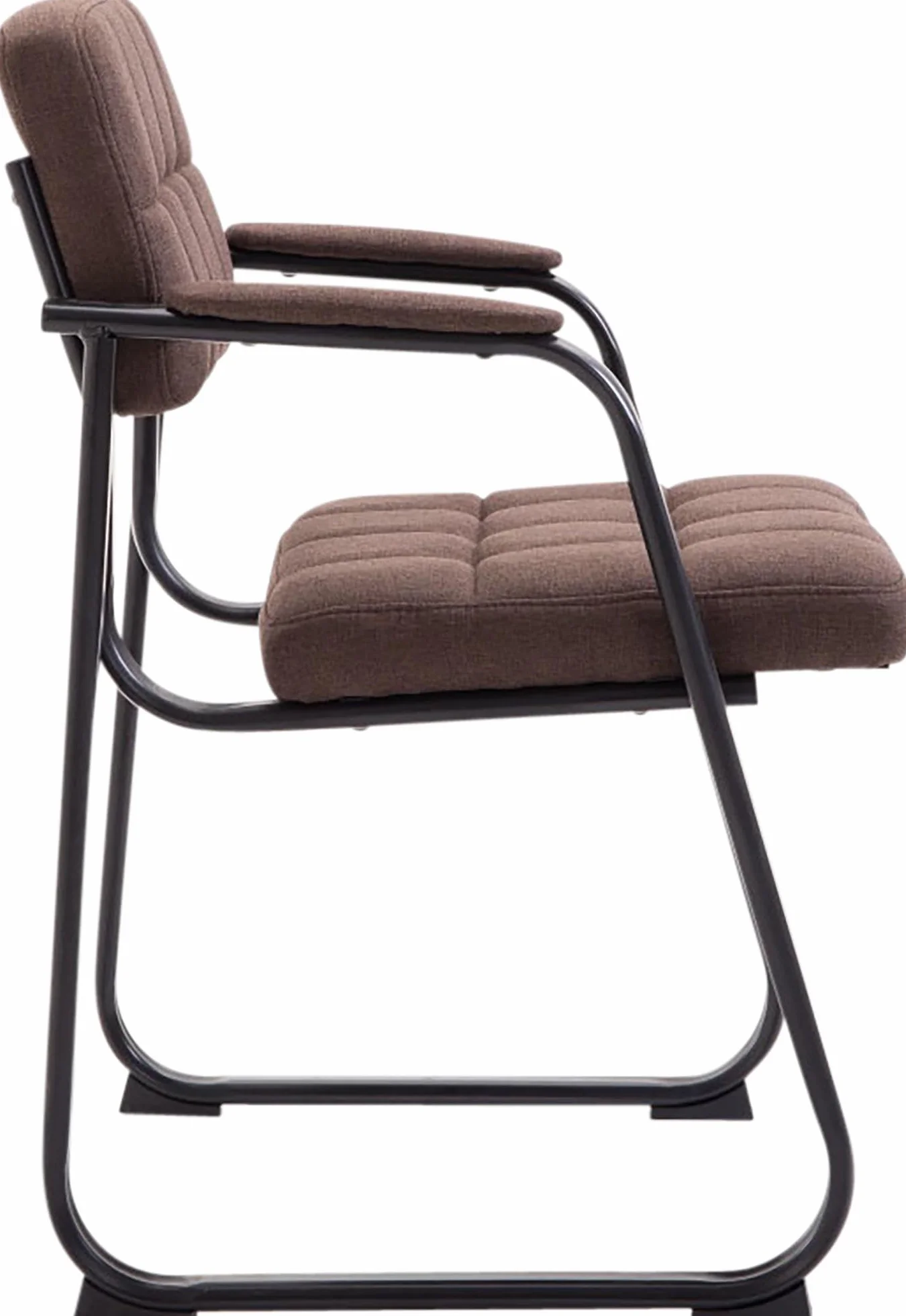 CLP Silla con Reposabrazos Canada B, Acolchada de Visita, Estructura Metal Negra Mate, Conferencia, Sala de Espera de Tela, Color:marrón