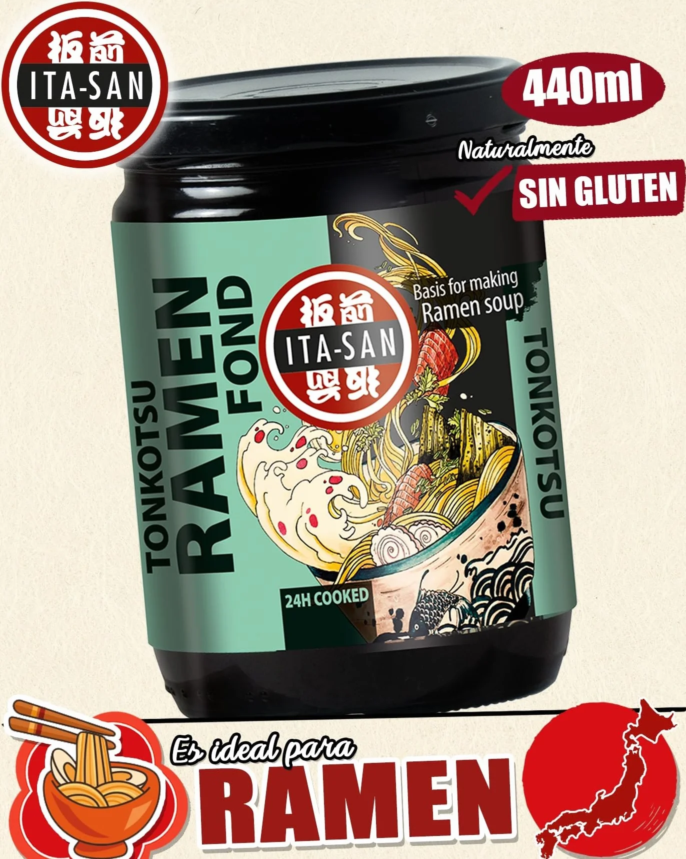 ITA-SAN Caldo para sopa ramen Tonkotsu 440 ml