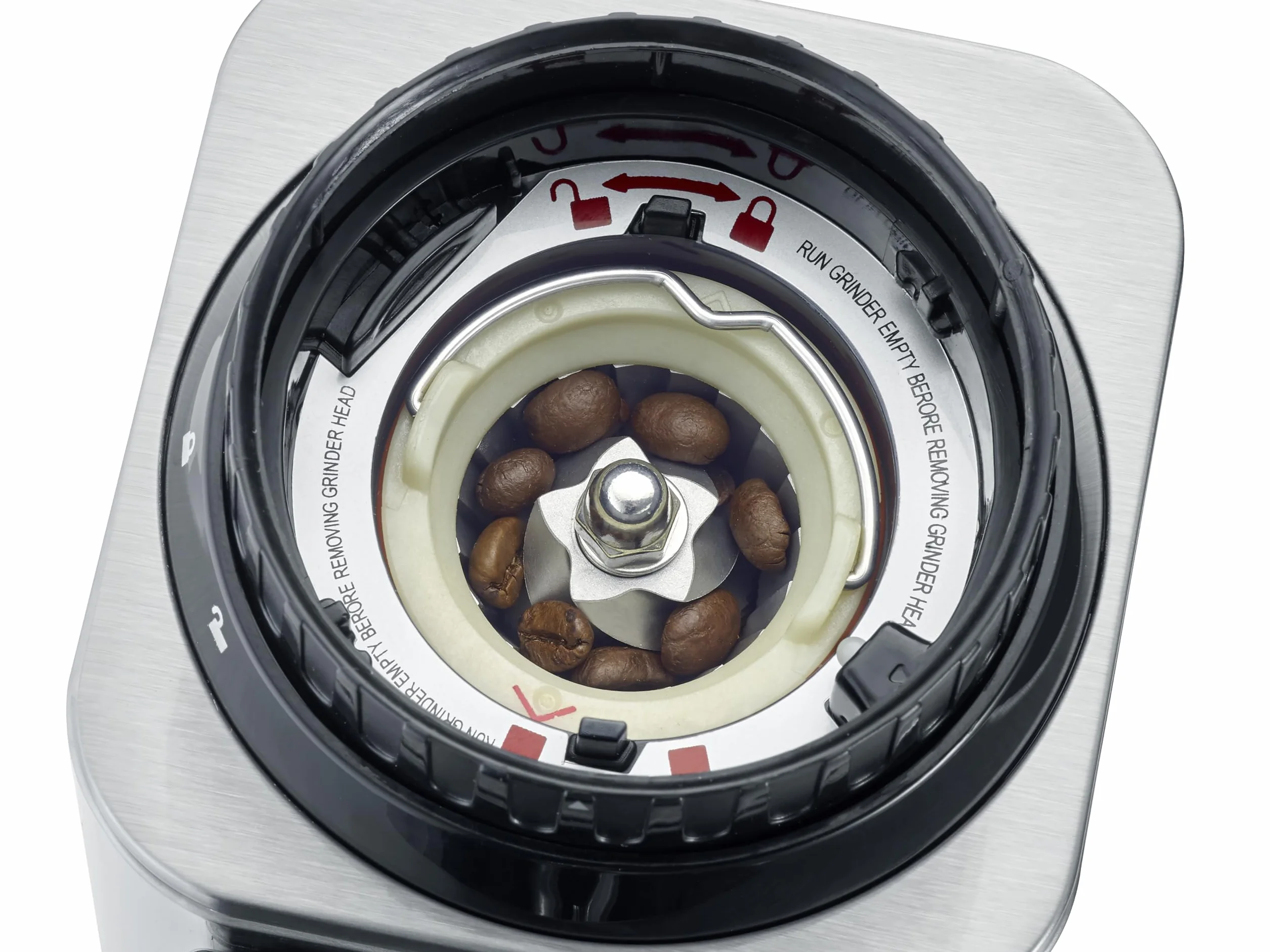 CASO BaristaChef Inox - Molinillo de café eléctrico con muelas cónicas, pantalla táctil, temporizador digital y sobresaliente, capacidad de 250g, 48 niveles de molienda precisos - acero inoxidable