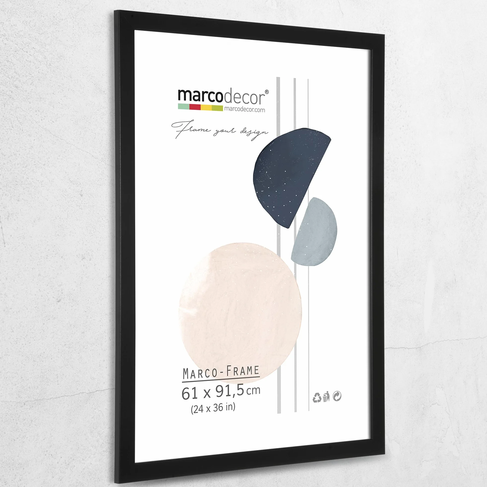 Marcodecor Marco Negro para Foto y Poster, 61 x 91.5 cm, Marco de Pared