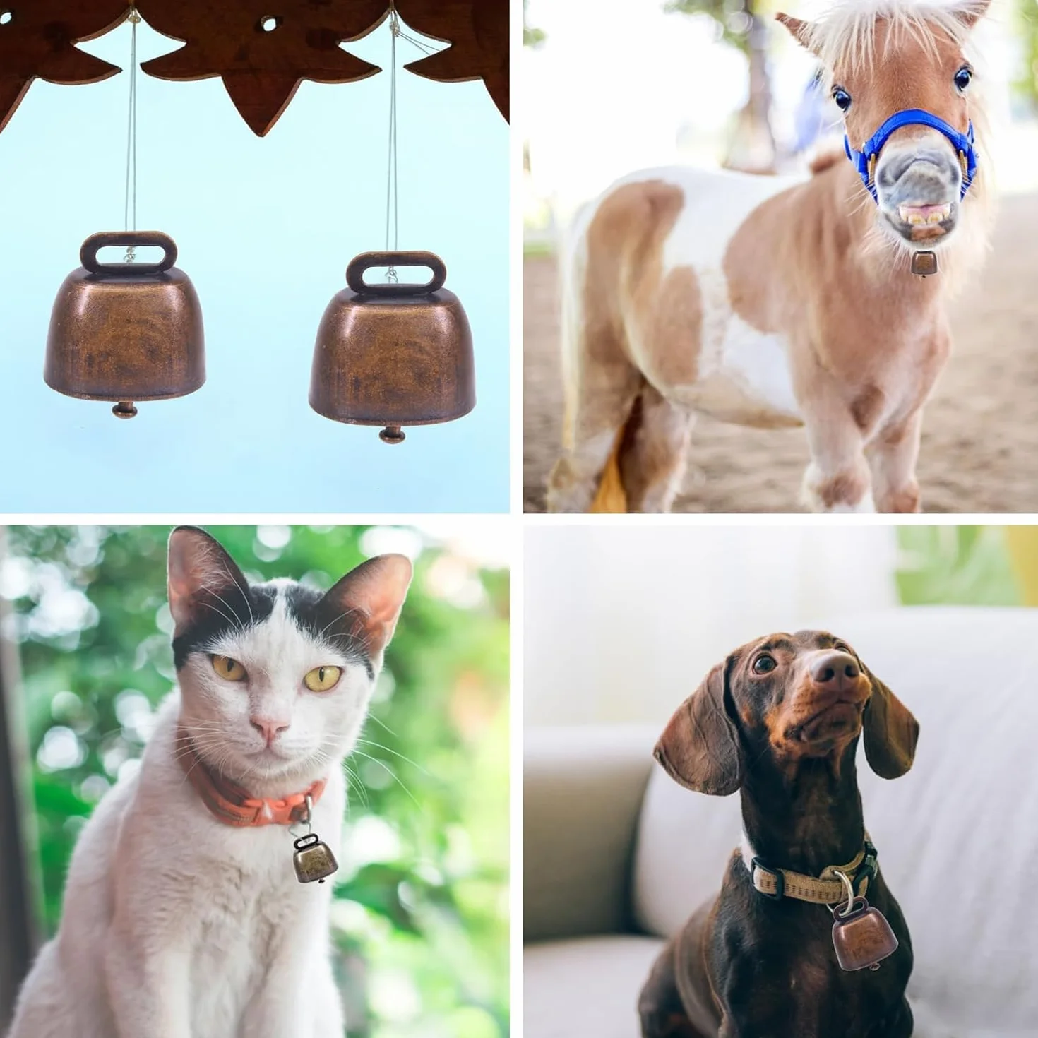 YANGWEN Campanas de Latón Vintage para Vacas, Ovejas y Caballos - 10 Piezas Sonido Fuerte Pastoreo