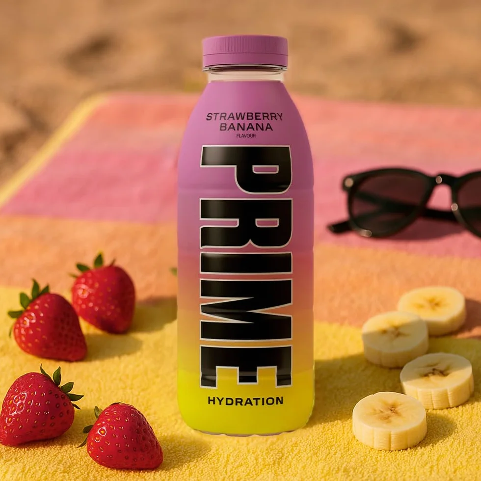 PRIME Hydration Strawberry Banana Bebida deportiva 500 ml Electrolitos BCAA Vitaminas B