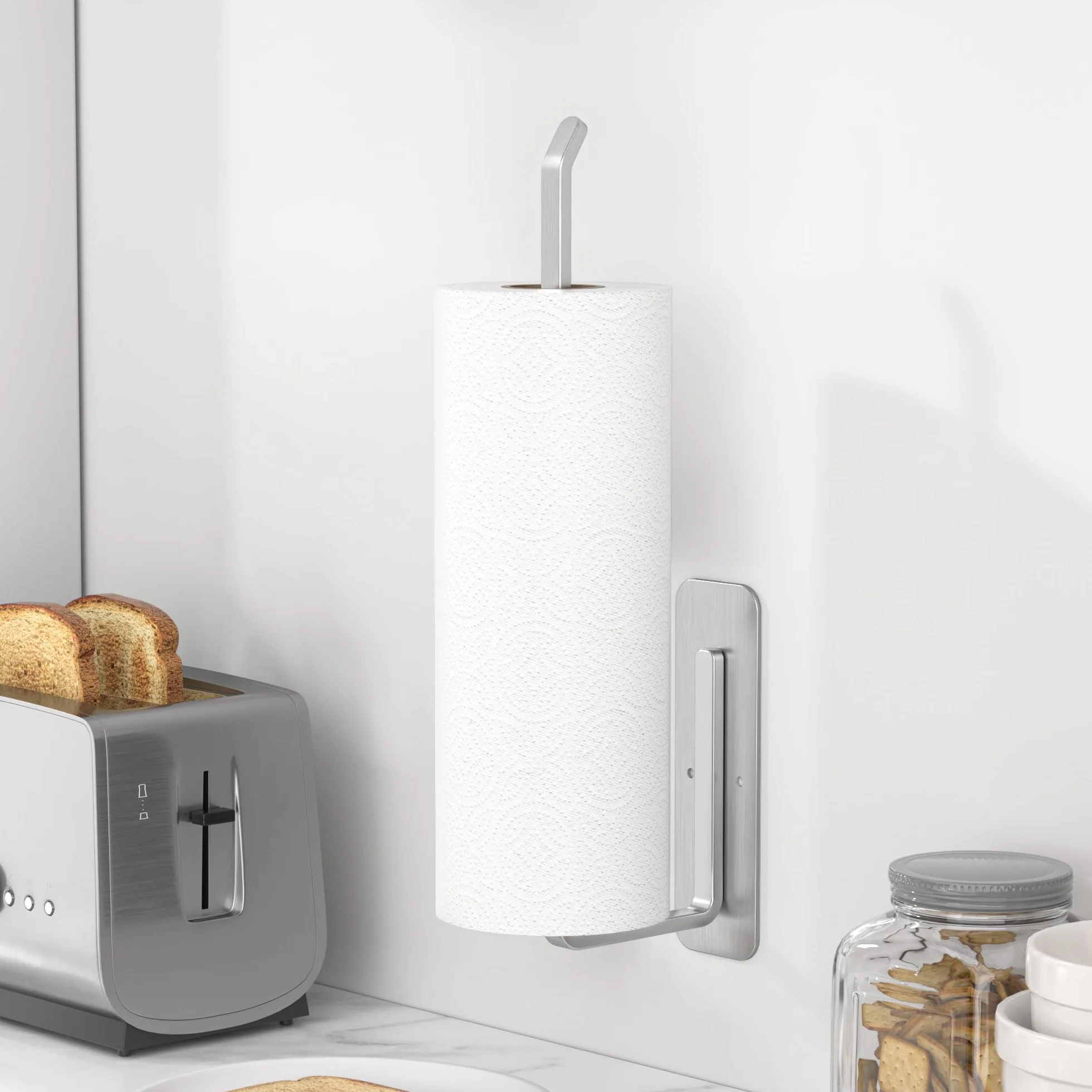 Portarrollos Papel Cocina de Aluminio para Montaje en Pared Plateado