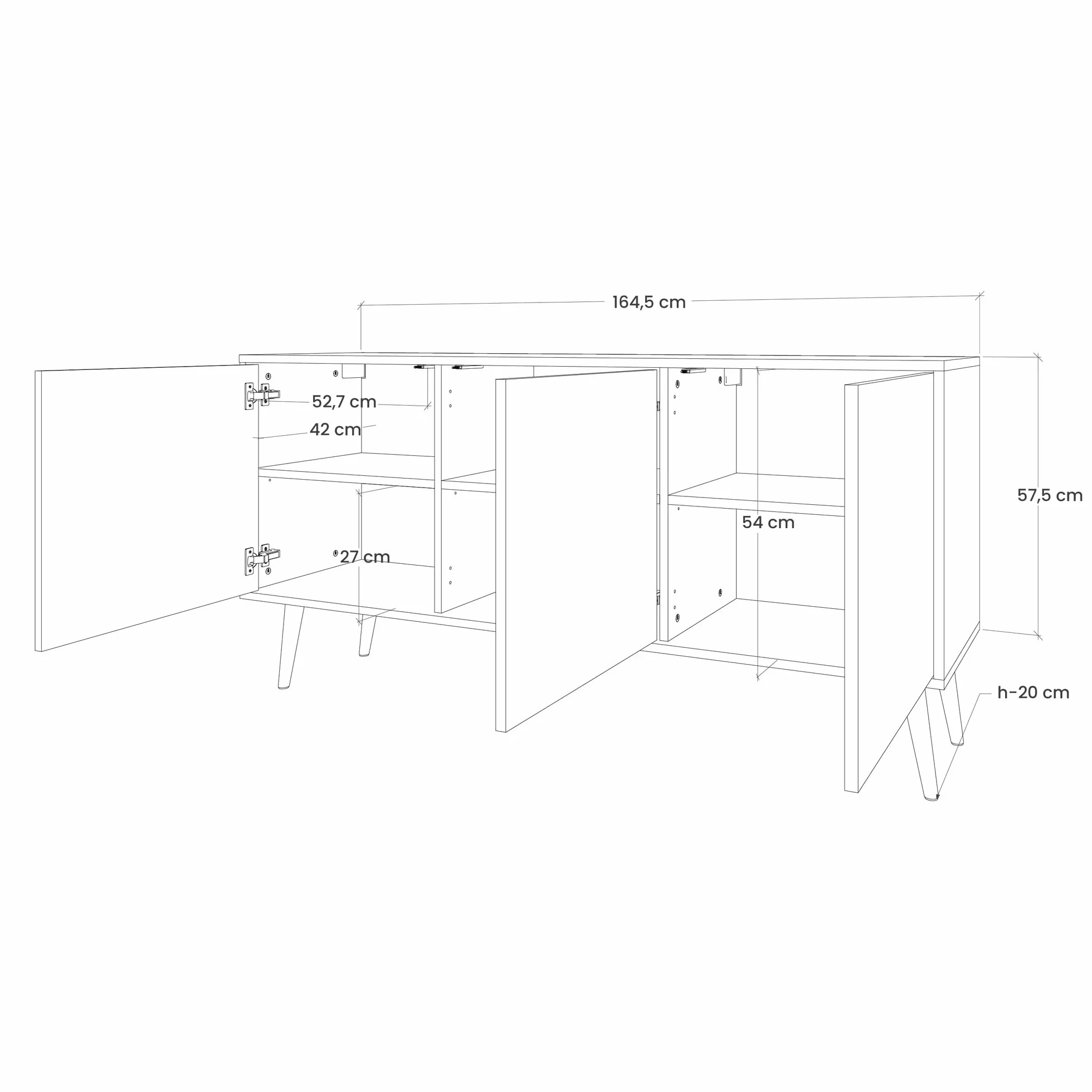 Cómoda Moderna 3 Puertas - Mueble Auxiliar para Salón, Dormitorio Juvenil, Aparador, Diseño Contemporáneo