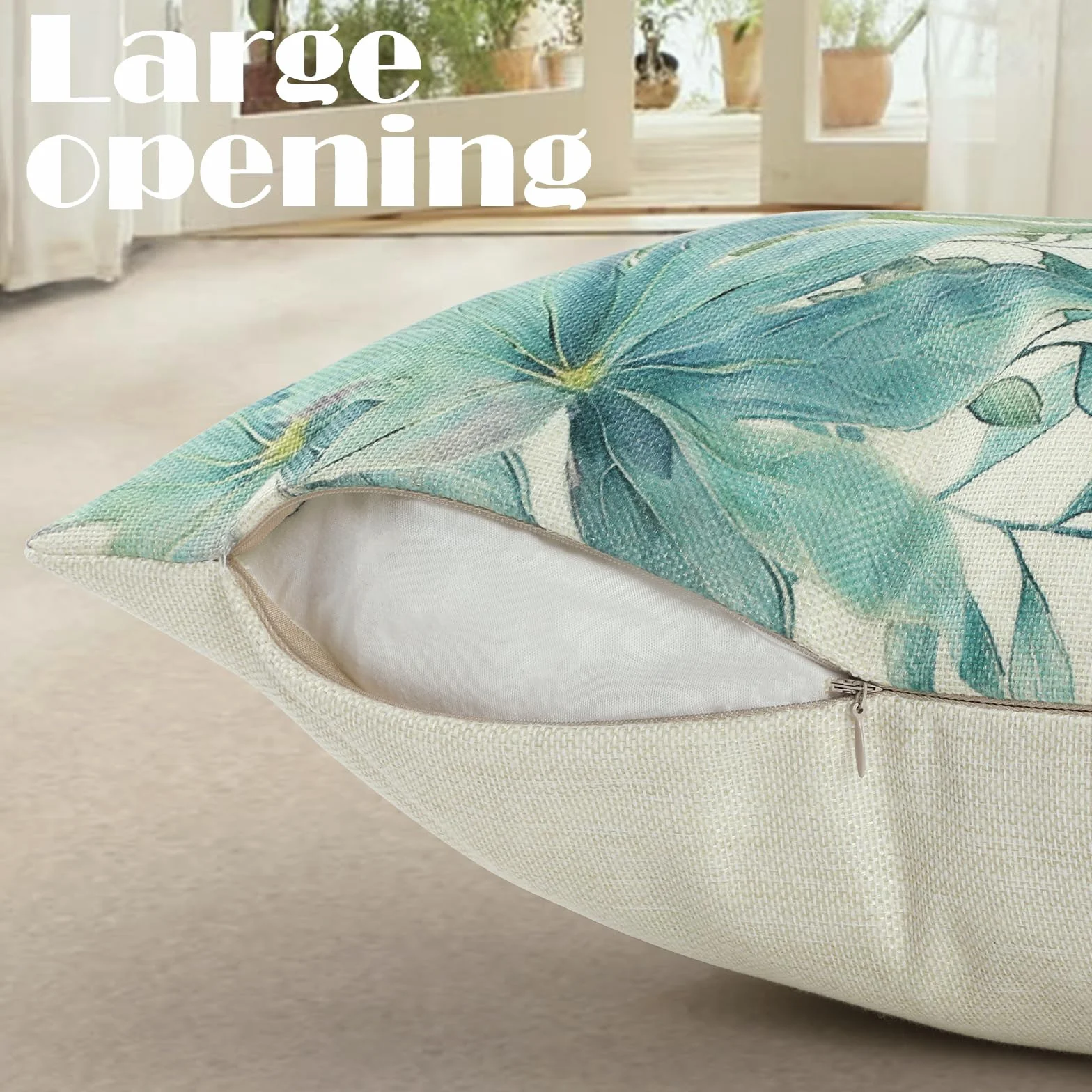 Fundas Cojines Monstera Deliciosa 45x45cm 18x18" Verde Exterior Decorativas para Sofá