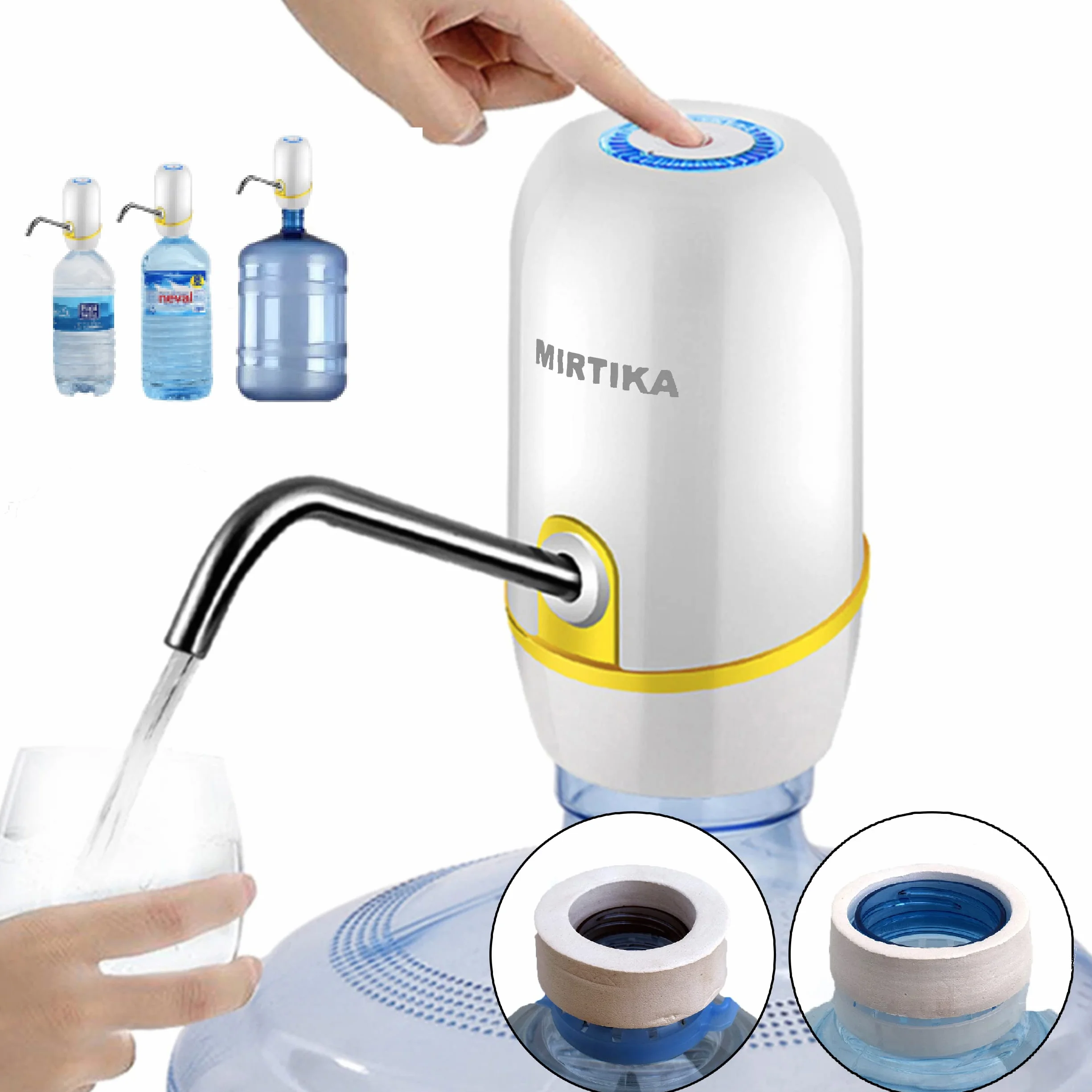 Dispensador de Agua Eléctrico para Garrafas con Adaptador, Grifo para Botella Mineral, Bomba para Bidón (Blanco)