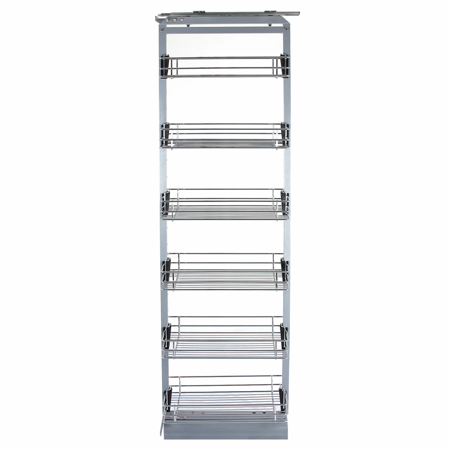 KUKOO - Columna Despensero Extraíble de Cocina en Acero Inoxidable con 6 Cestos 46cm x 25,2cm x 170-195cm