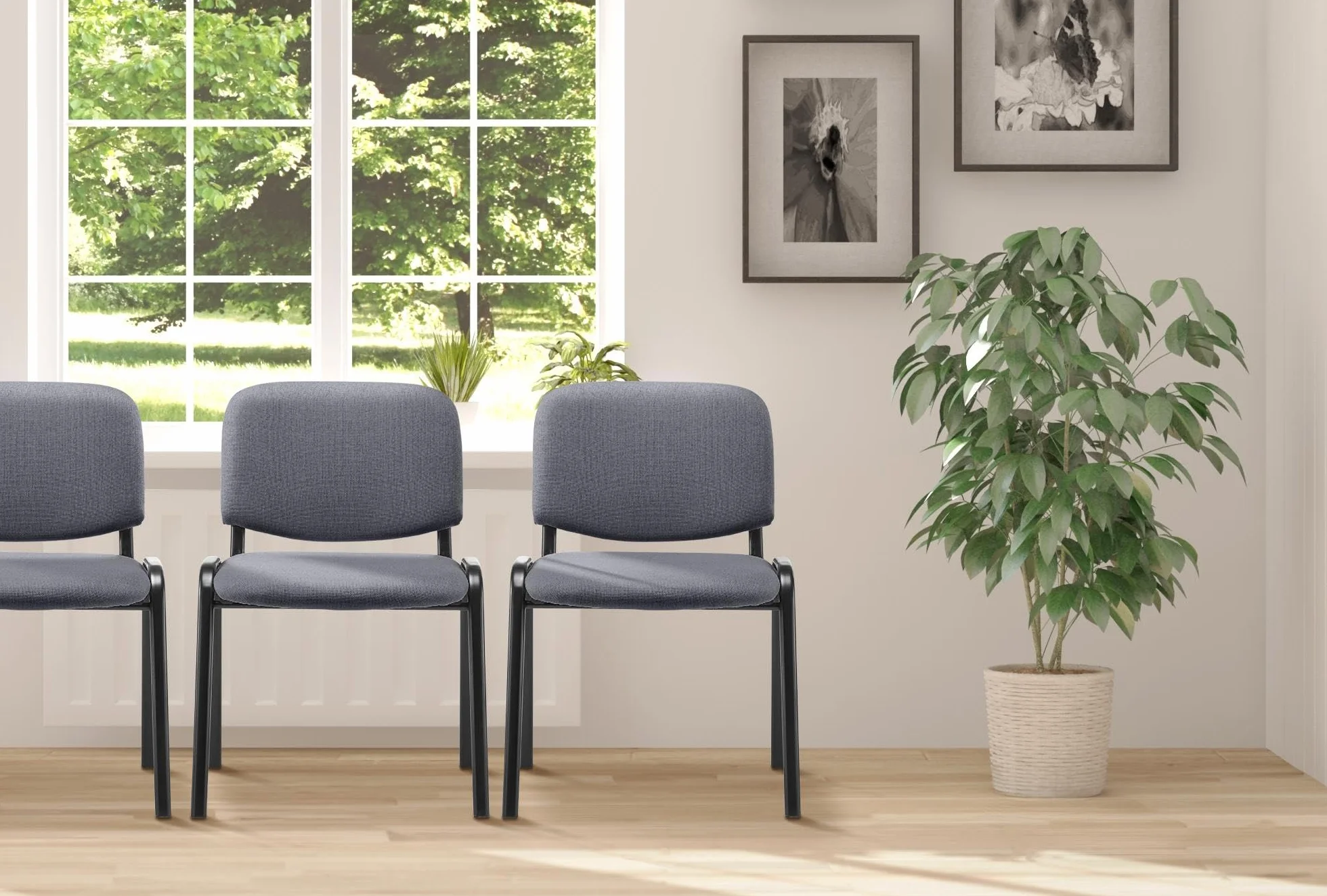 CLP Silla de Visitas Ken en Tela I Silla de Conferencias Apilable I Silla de Reuniones con Capacidad máx. 120 kg I Color:, Color:Gris